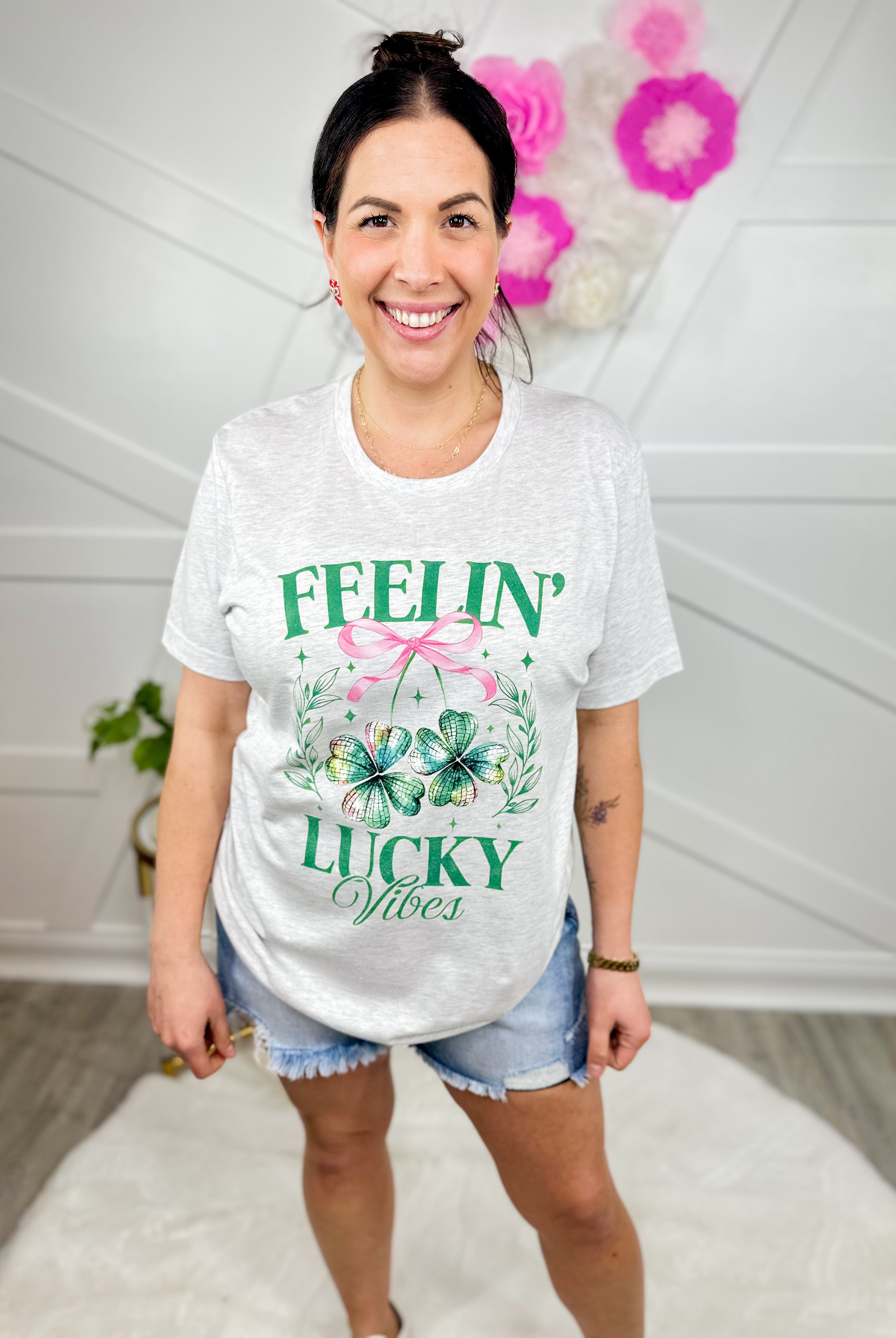 Feeling Lucky Disco Graphic Tee-130 Graphic Tees-Heathered Boho-Heathered Boho Boutique, Women's Fashion and Accessories in Palmetto, FL
