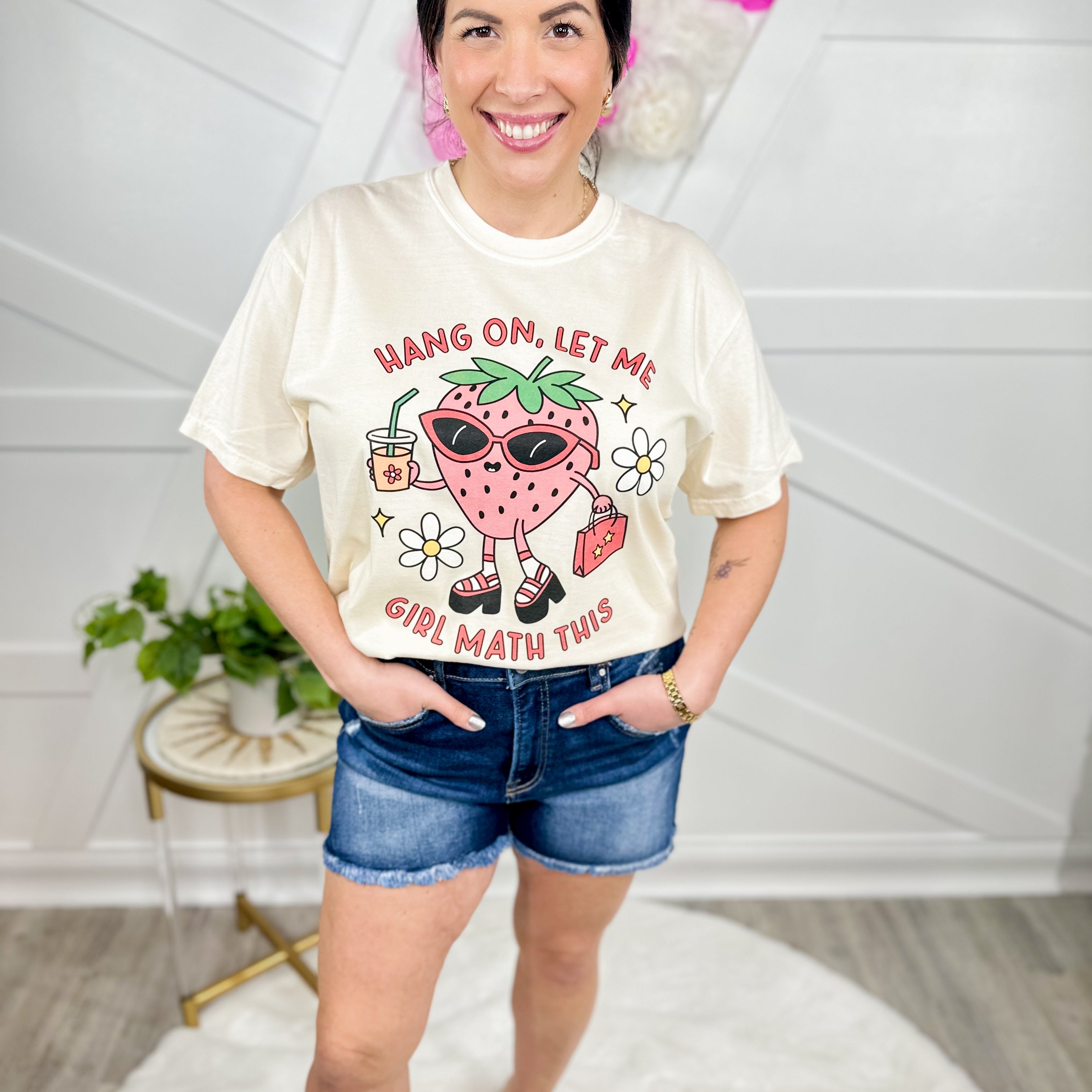 Girl Math Strawberry Graphic Tee-130 Graphic Tees-Heathered Boho-Heathered Boho Boutique, Women's Fashion and Accessories in Palmetto, FL