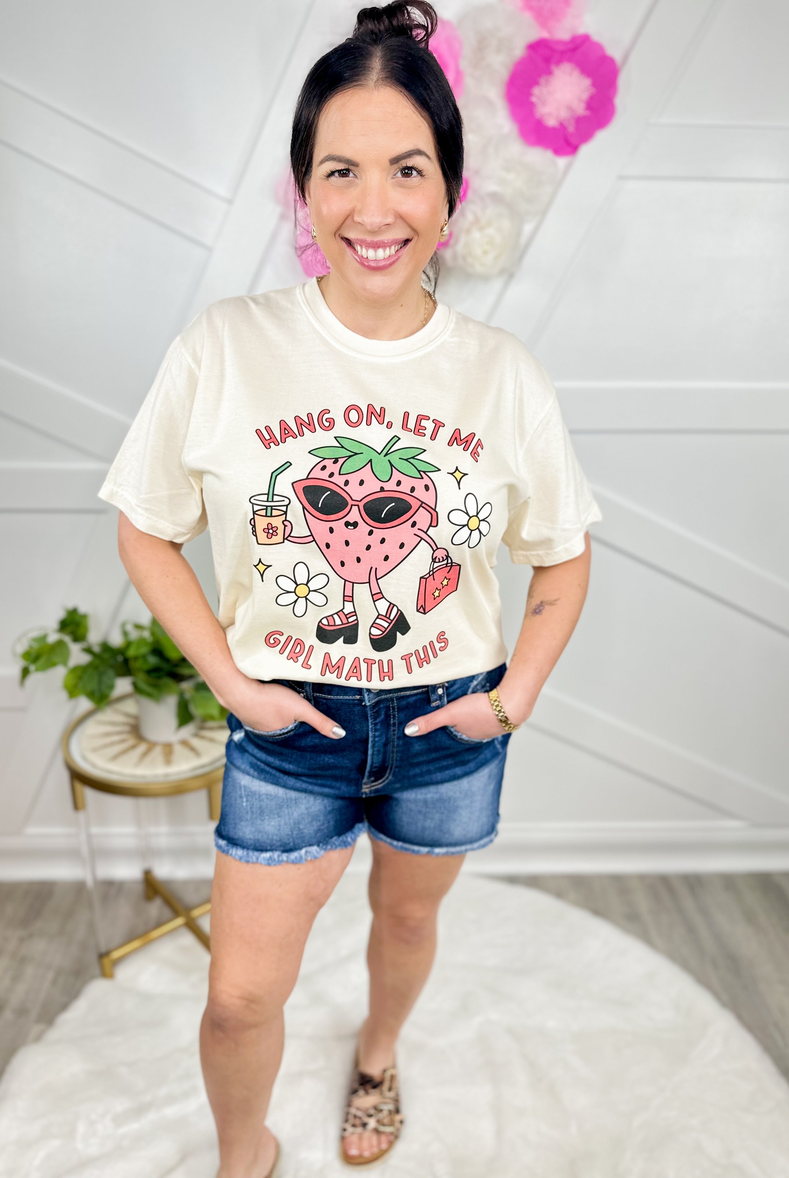 Girl Math Strawberry Graphic Tee-130 Graphic Tees-Heathered Boho-Heathered Boho Boutique, Women's Fashion and Accessories in Palmetto, FL