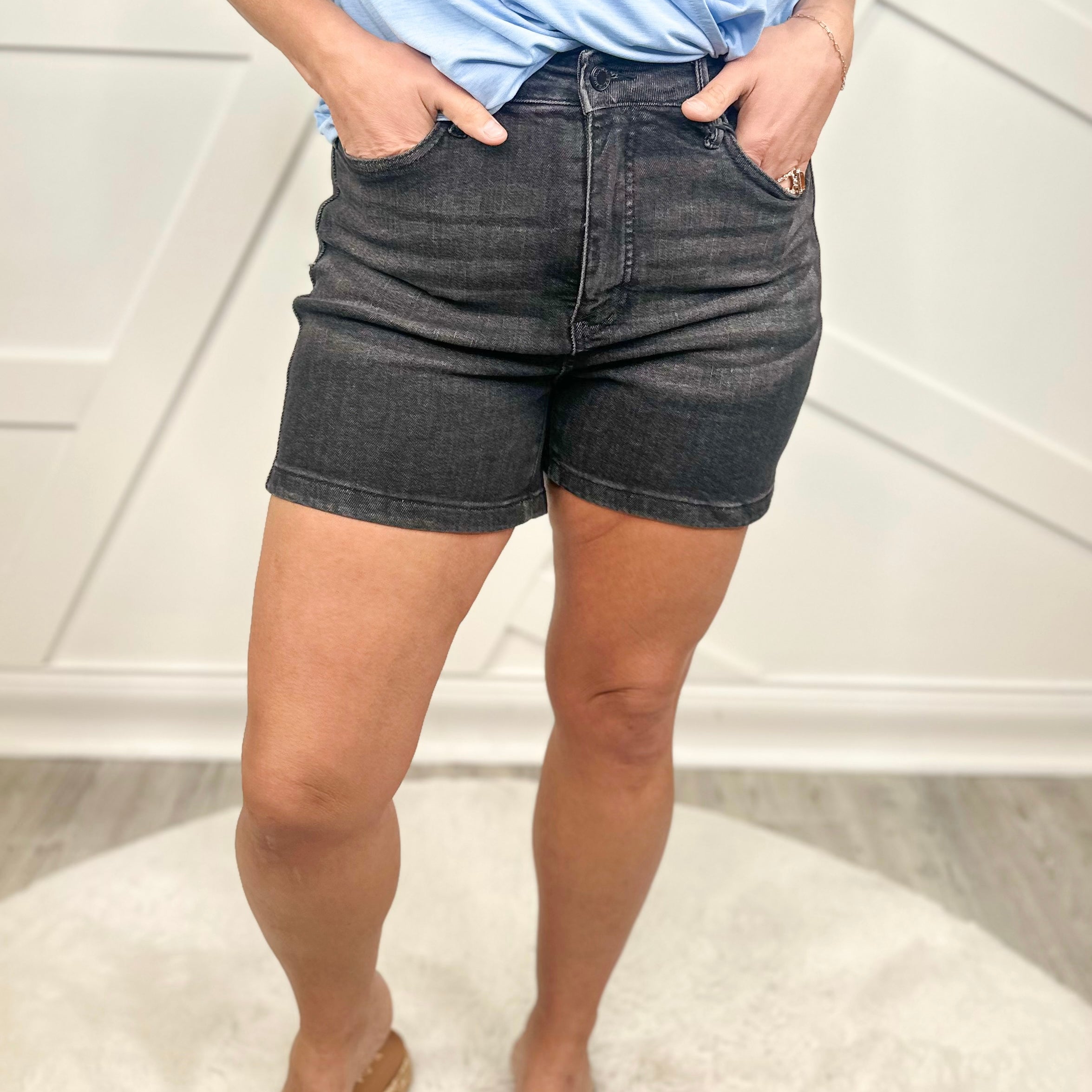 Latest and Greatest Tummy Control Shorts by Judy Blue-160 shorts-Judy Blue-Heathered Boho Boutique, Women's Fashion and Accessories in Palmetto, FL