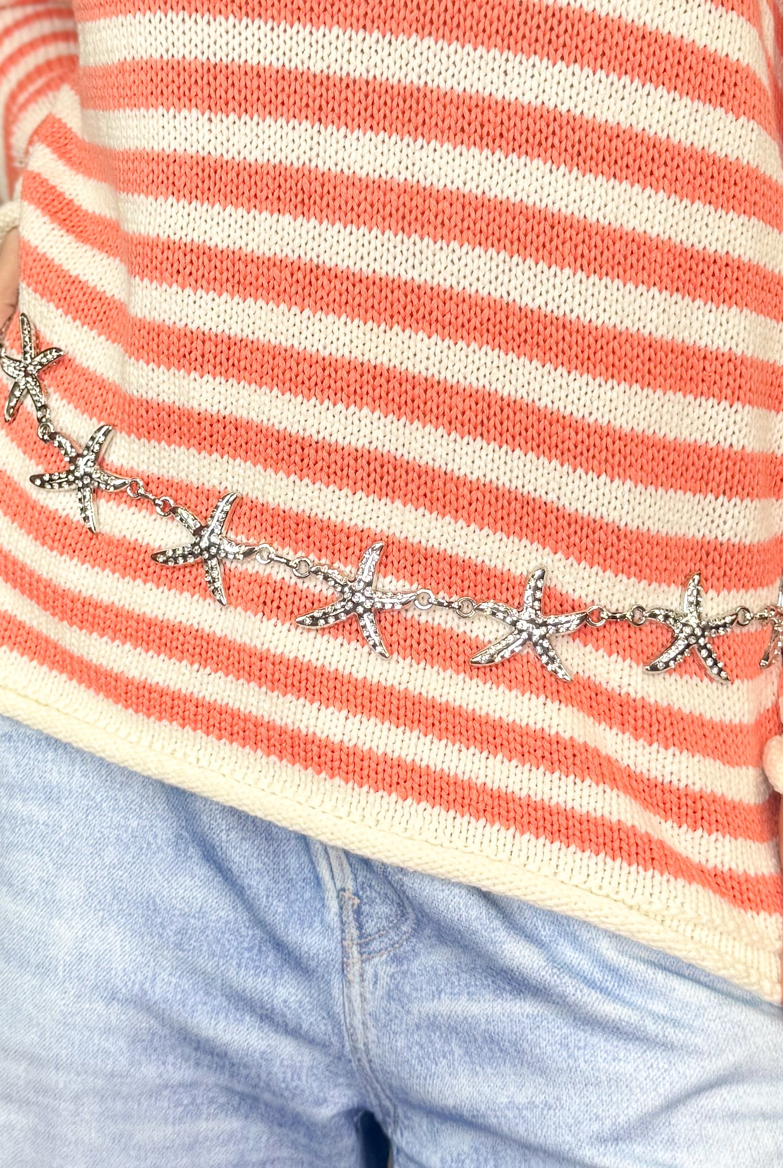 Multi Starfish Link Chain Belt-340 Other Accessories-Fame Accessories-Heathered Boho Boutique, Women's Fashion and Accessories in Palmetto, FL