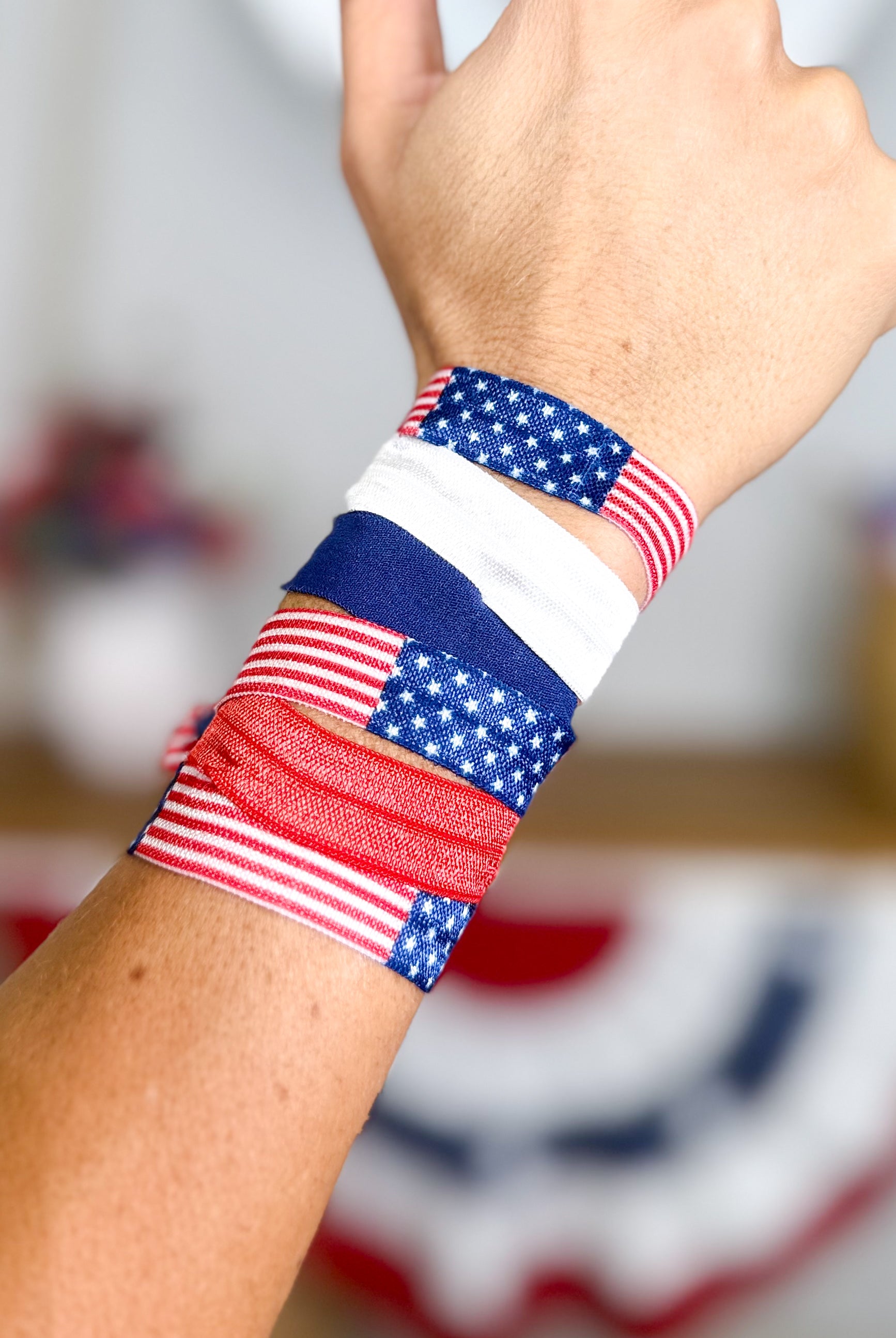 American Flag Hair Tie Set-340 Other Accessories-Funteze-Heathered Boho Boutique, Women's Fashion and Accessories in Palmetto, FL