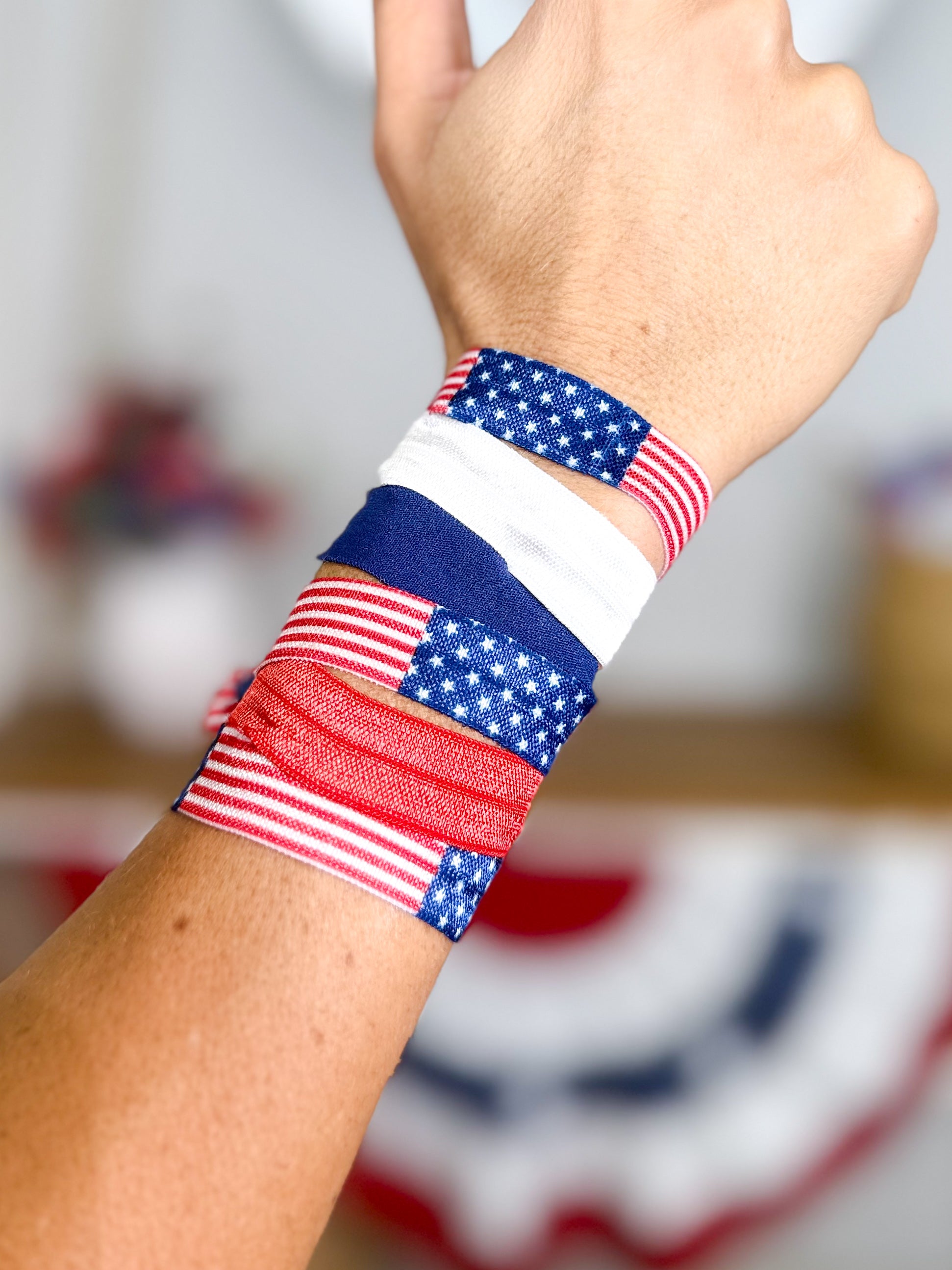 American Flag Hair Tie Set-340 Other Accessories-Funteze-Heathered Boho Boutique, Women's Fashion and Accessories in Palmetto, FL