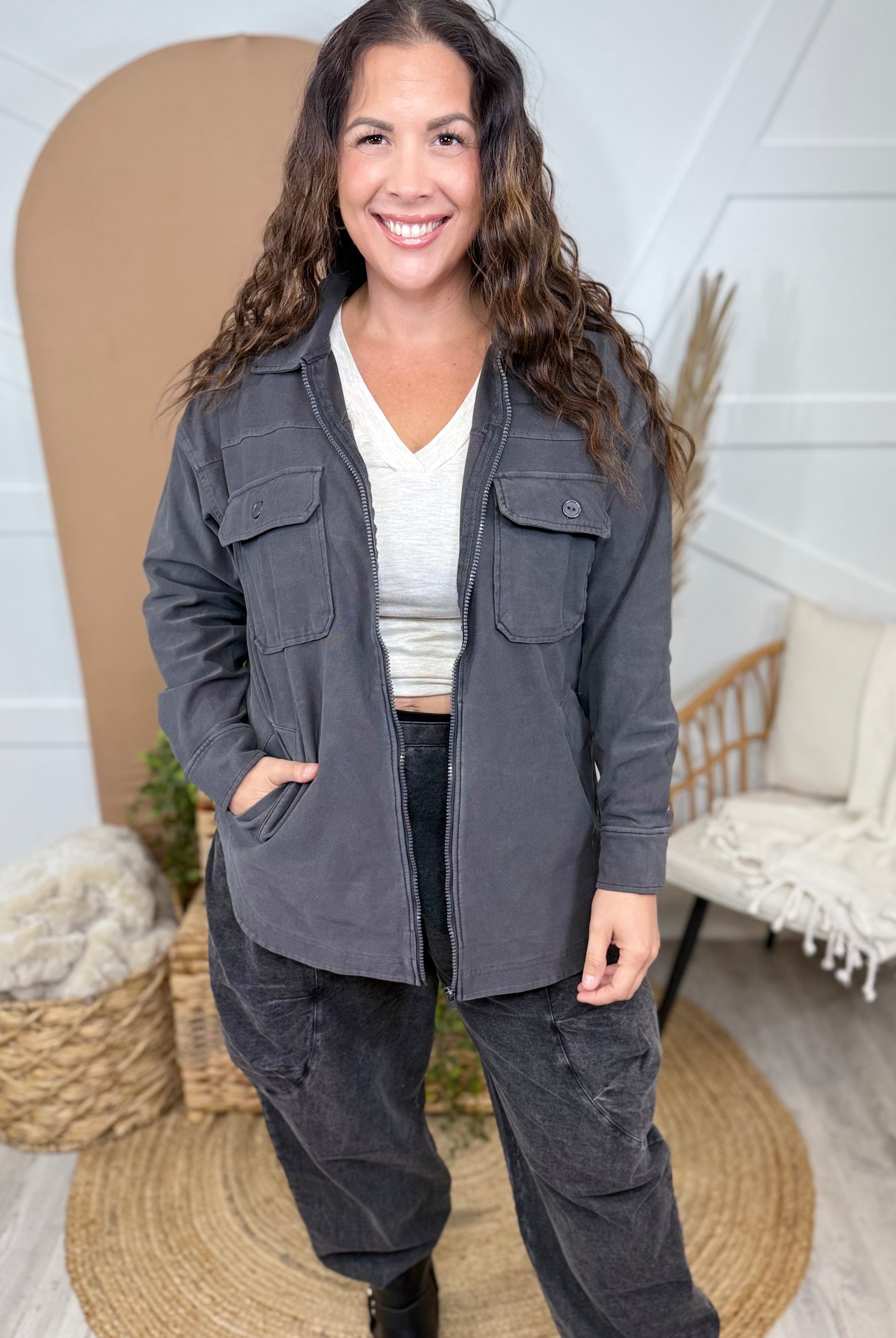 BLACK FRIDAY: Lived In Shacket-200 JACKETS/SHACKETS-MONO B-Heathered Boho Boutique, Women's Fashion and Accessories in Palmetto, FL