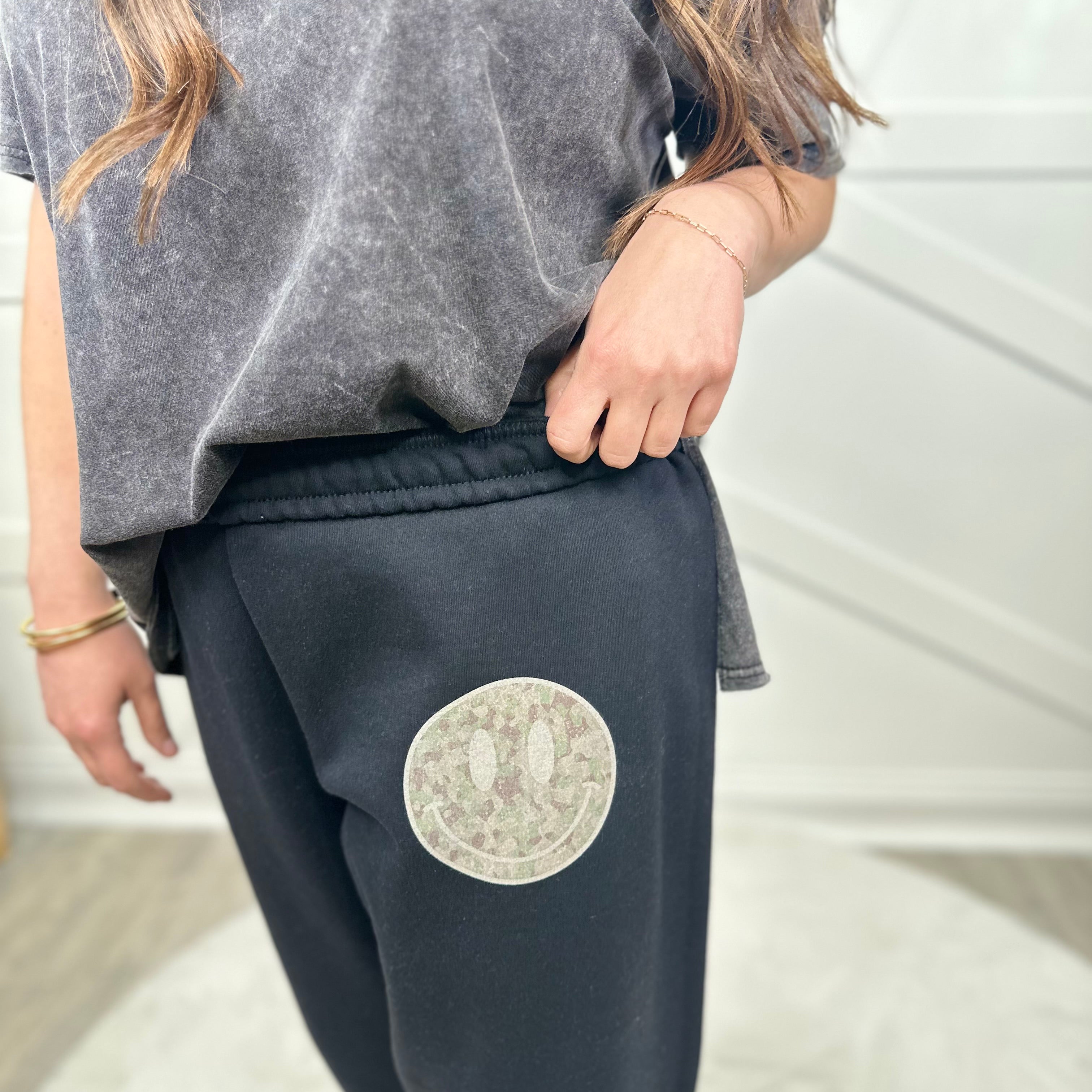 Camo Smiley Comfy Jogger-150 PANTS-Heathered Boho-Heathered Boho Boutique, Women's Fashion and Accessories in Palmetto, FL