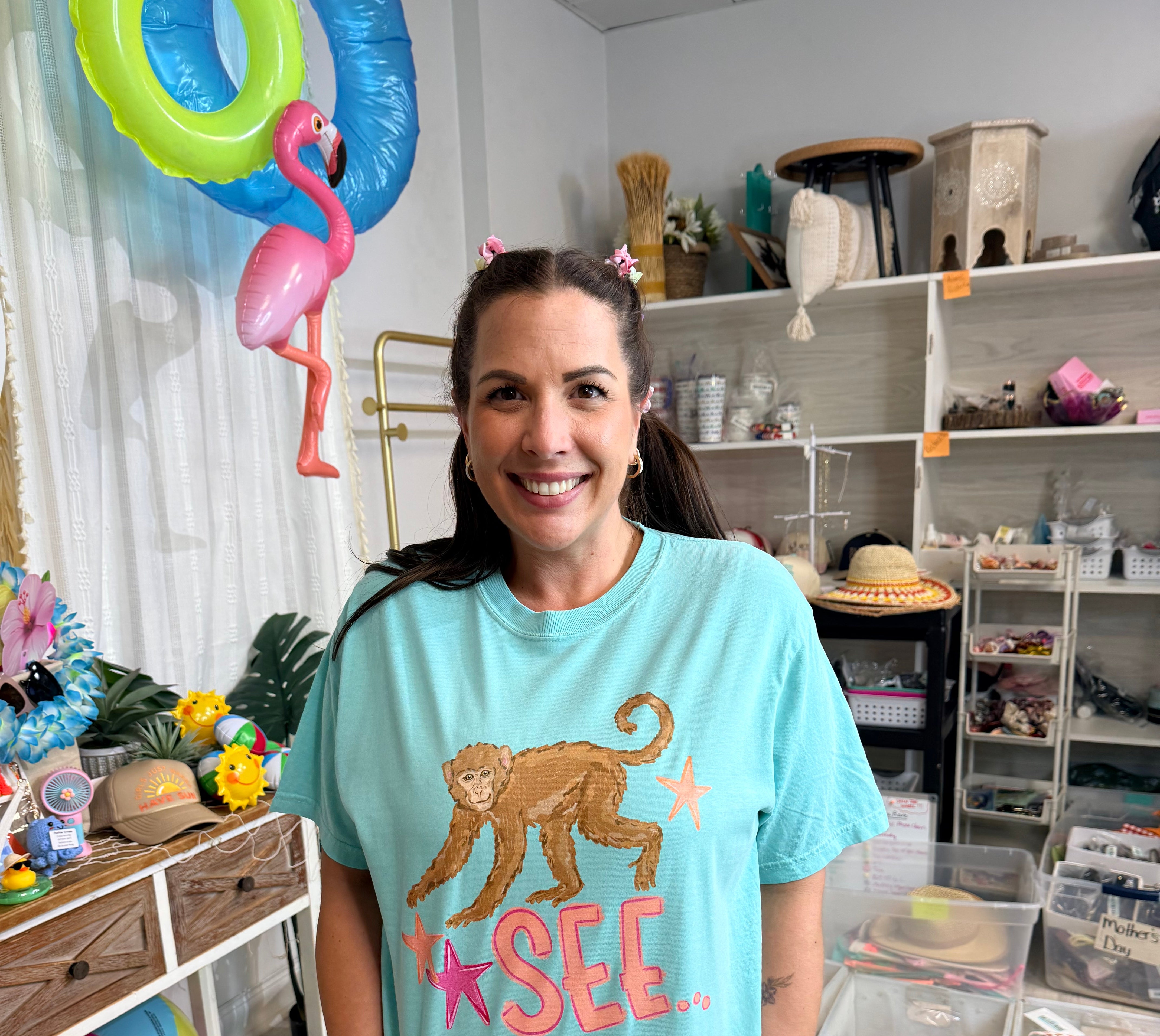 Monkey See Graphic Tee-130 Graphic Tees-Heathered Boho-Heathered Boho Boutique, Women's Fashion and Accessories in Palmetto, FL