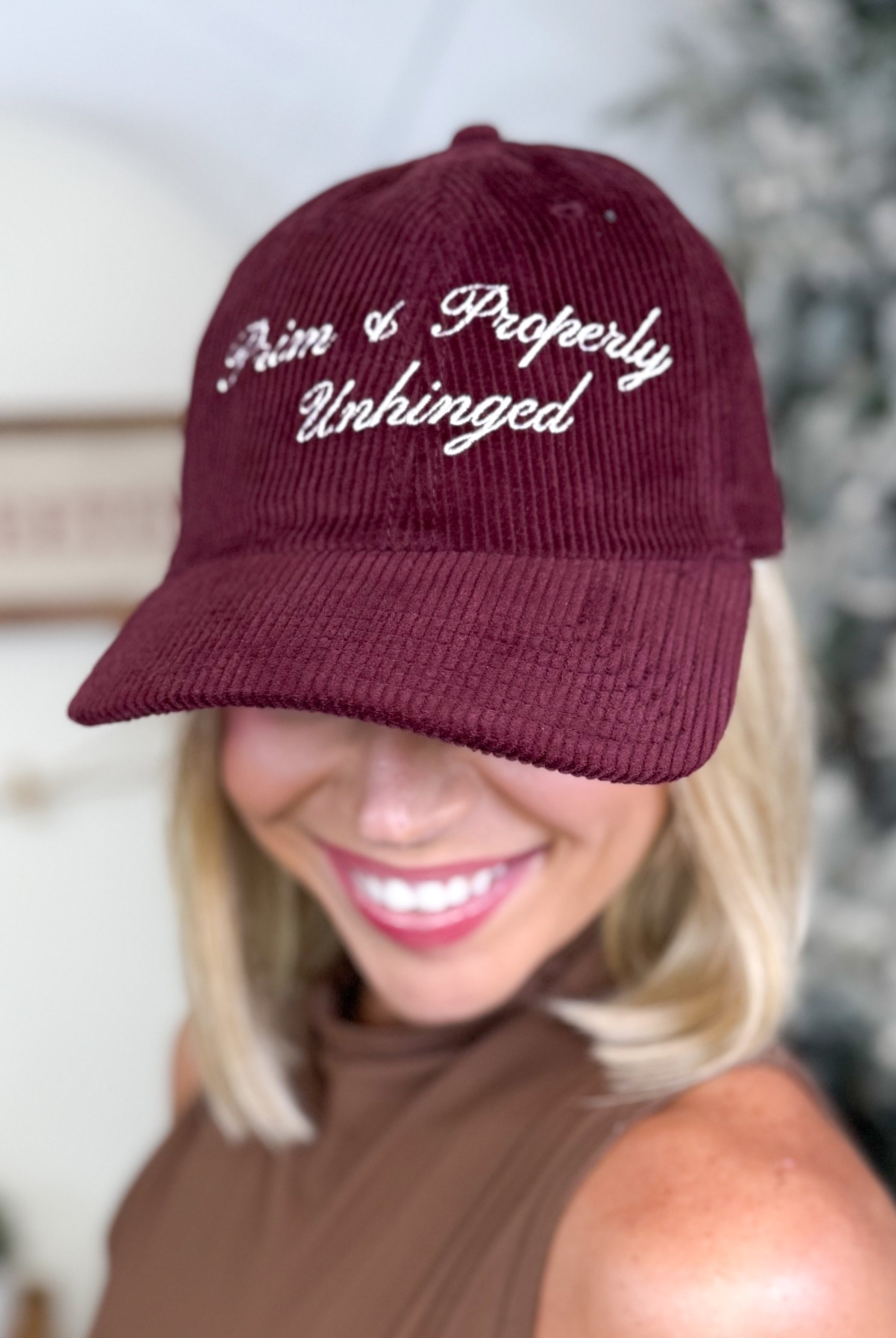 Prim & Properly Unhinged Hat-330 Headwear-Southern Wives Club-Heathered Boho Boutique, Women's Fashion and Accessories in Palmetto, FL