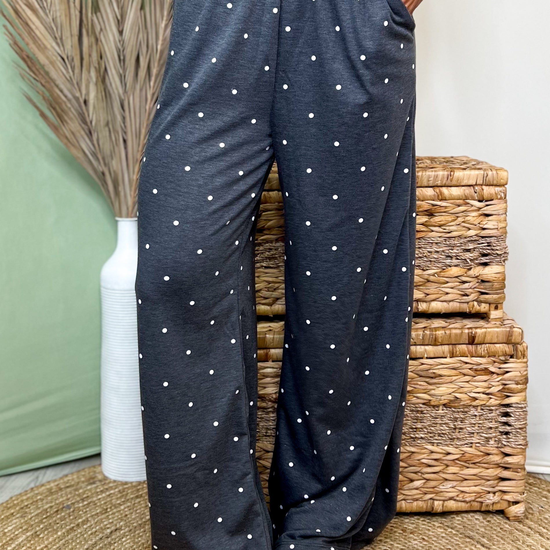 Sunday Stroll Polka Dot Pants-150 PANTS-JADE BY JANE-Heathered Boho Boutique, Women's Fashion and Accessories in Palmetto, FL