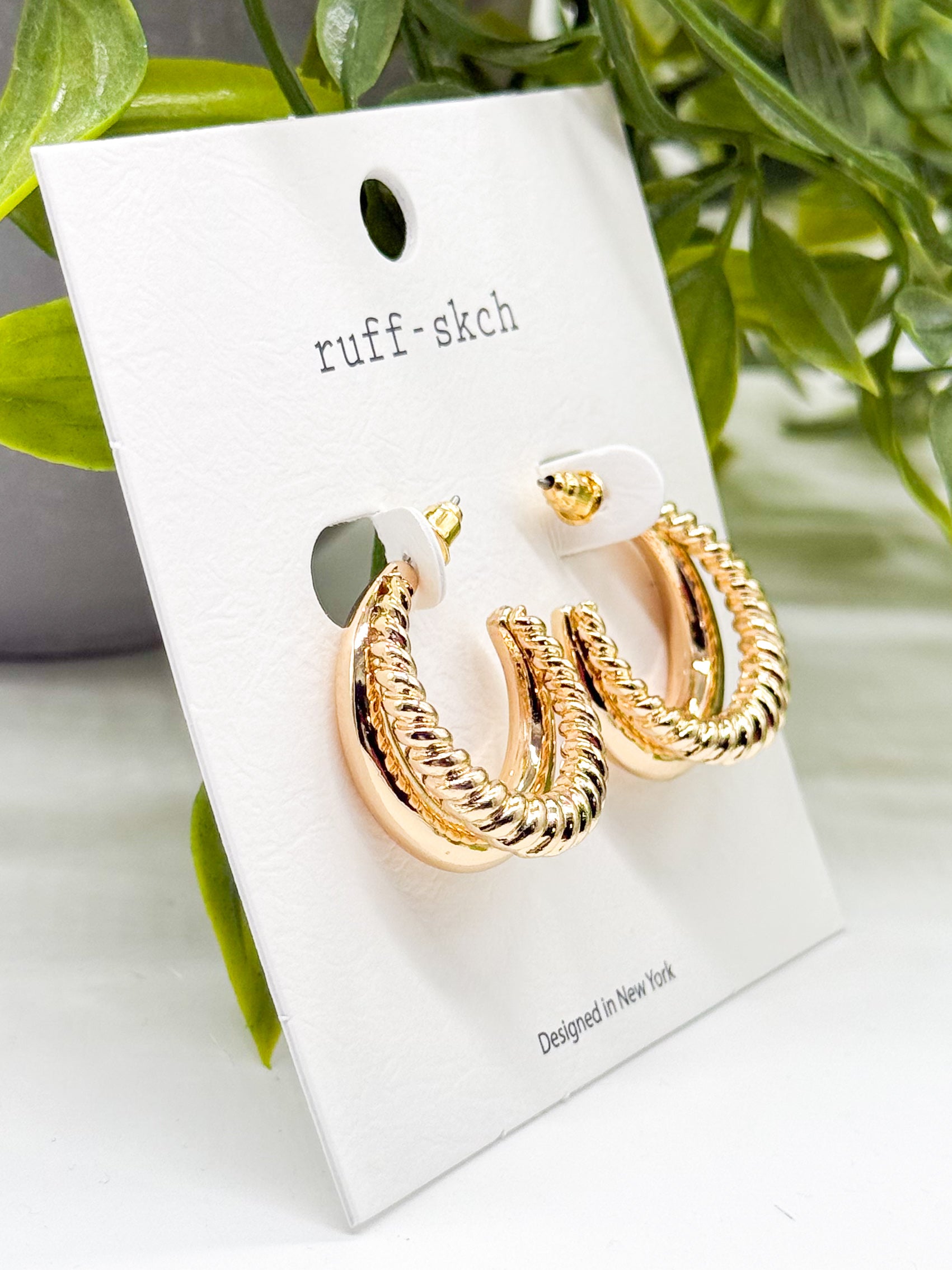 Double Hoop Earring-310 Jewelry-Rough Sketch-Heathered Boho Boutique, Women's Fashion and Accessories in Palmetto, FL