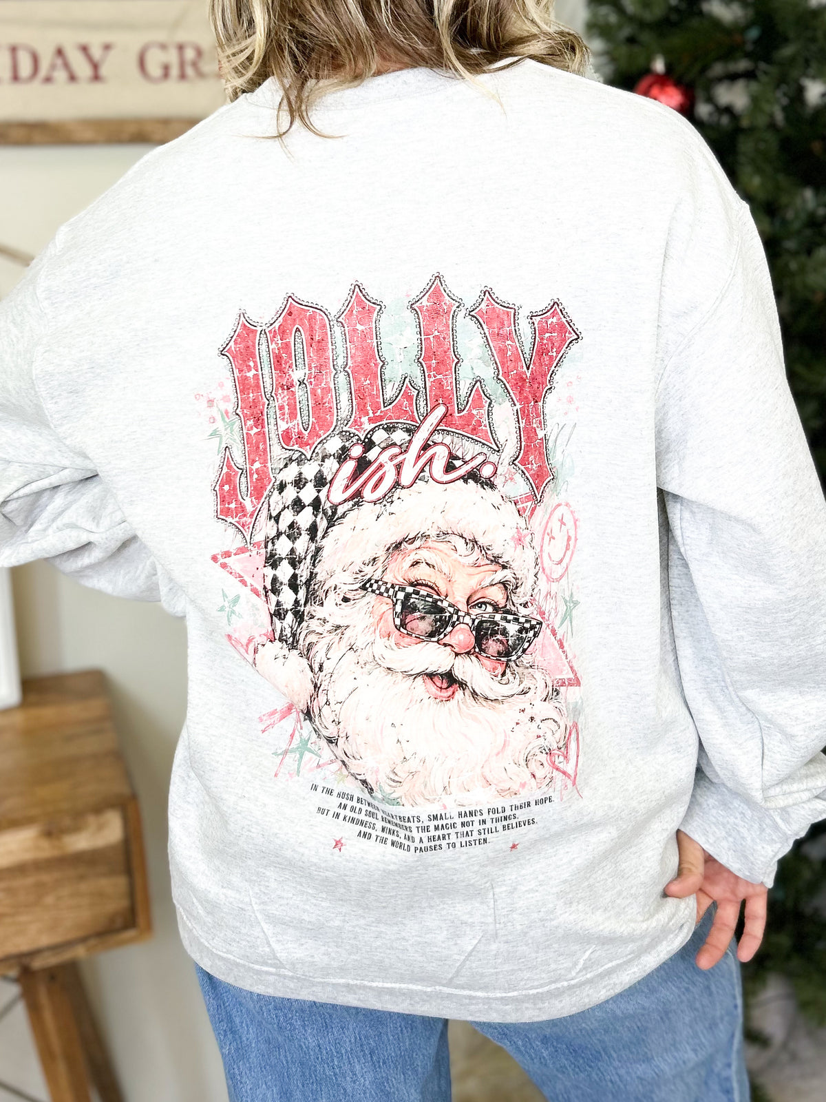 JOLLY-ish Double Graphic Sweatshirt-130 Graphic Tees-Heathered Boho-Heathered Boho Boutique, Women's Fashion and Accessories in Palmetto, FL
