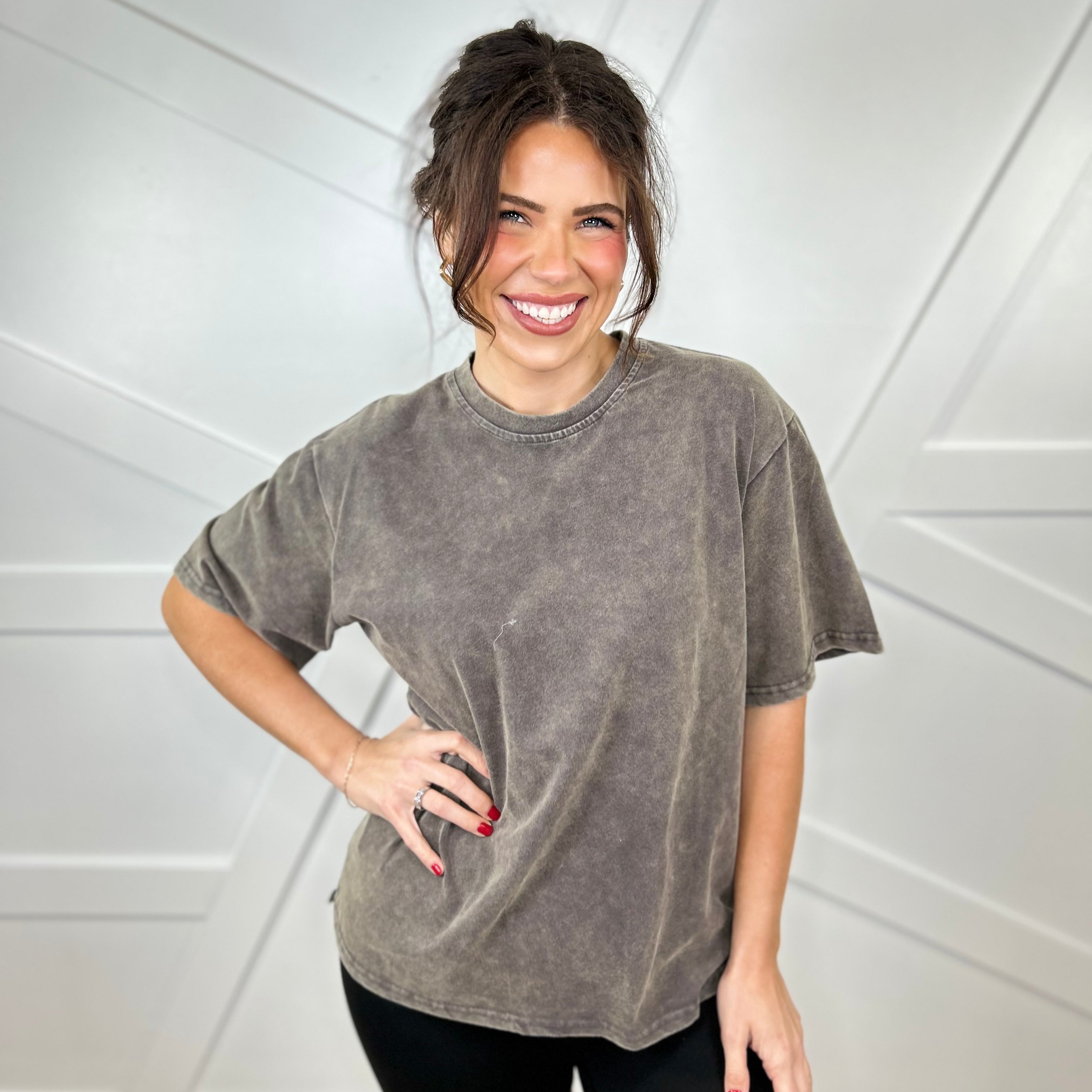 Go To Top-110 SHORT SLEEVE TOP-Sol-Heathered Boho Boutique, Women's Fashion and Accessories in Palmetto, FL