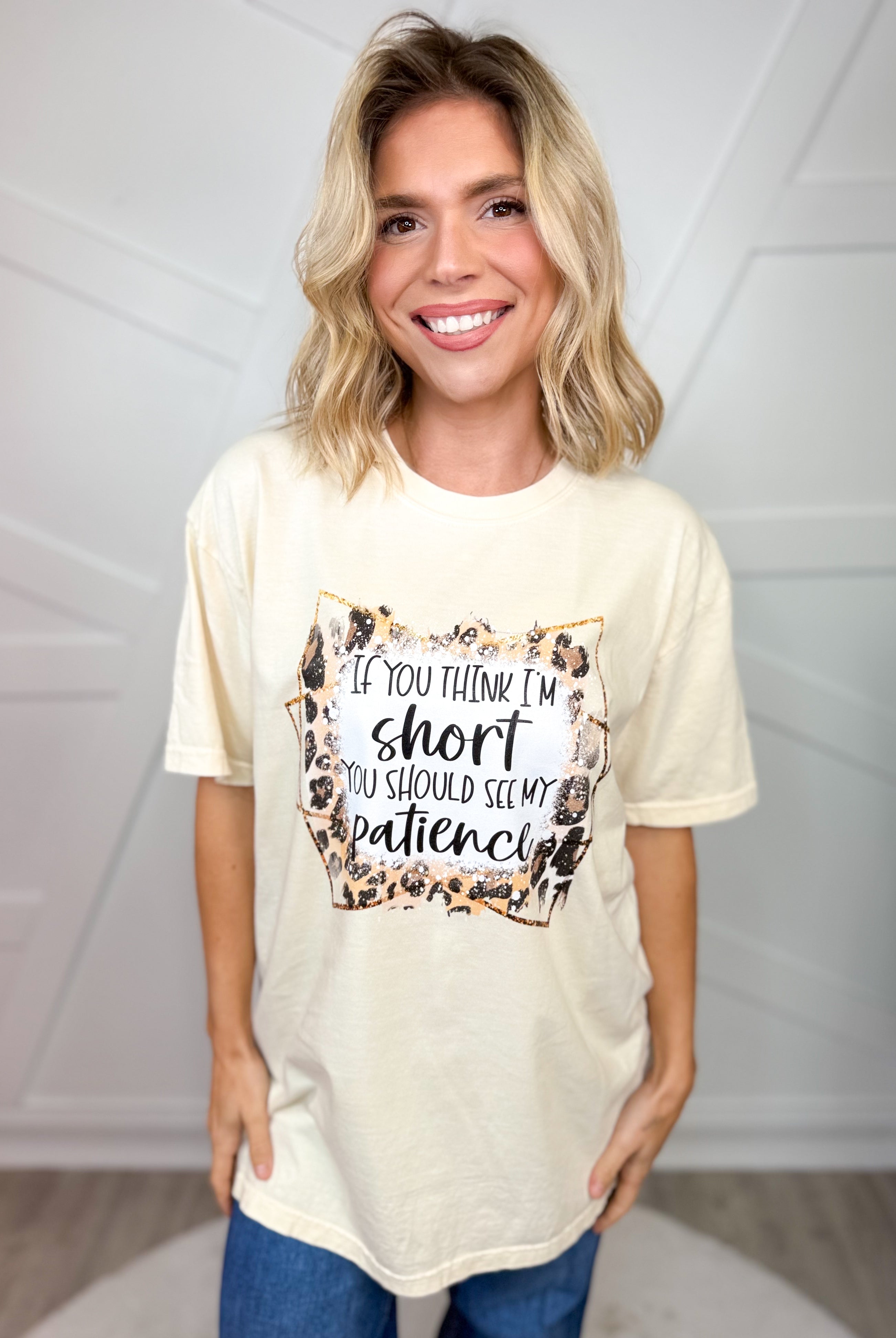 If You Think I'm Short Graphic Tee-Ivory-130 Graphic Tees-Heathered Boho-Heathered Boho Boutique, Women's Fashion and Accessories in Palmetto, FL