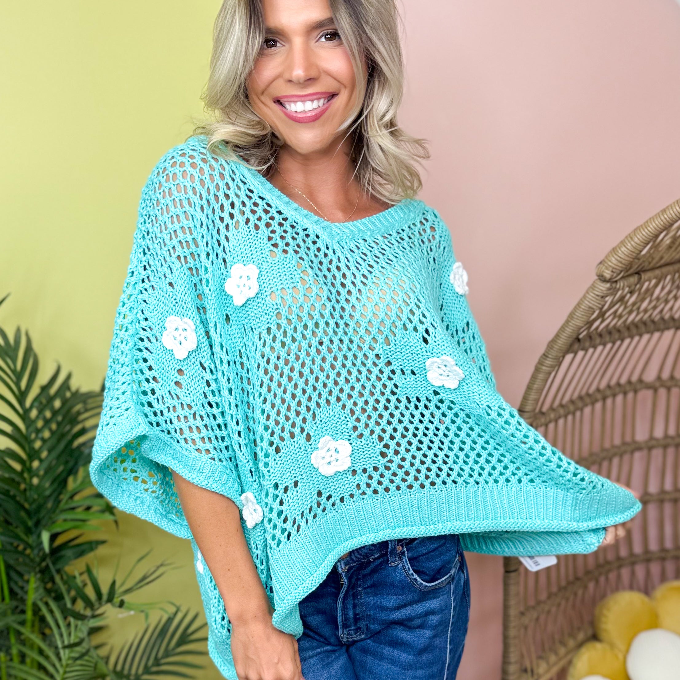 Bloom Babe Crochet Sweater-125 Sweater-POL-Heathered Boho Boutique, Women's Fashion and Accessories in Palmetto, FL