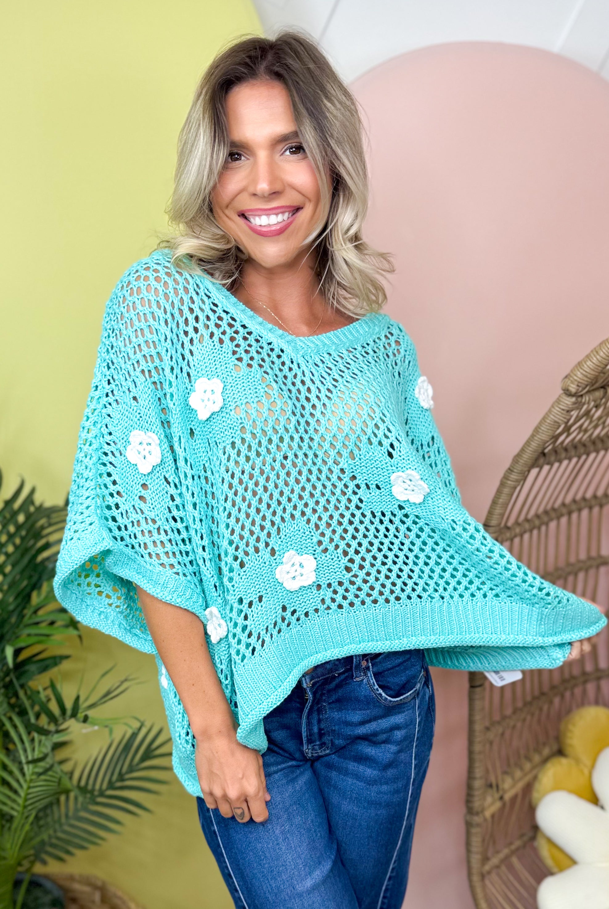 Bloom Babe Crochet Sweater-125 Sweater-POL-Heathered Boho Boutique, Women's Fashion and Accessories in Palmetto, FL