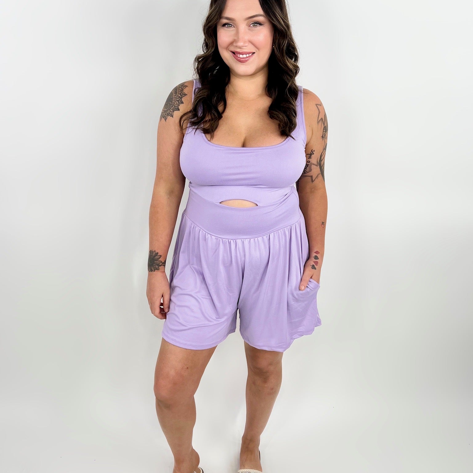 Passenger Princess No Bra Needed Romper - Lilac-230 Dresses/Jumpsuits/Rompers-Eldridge-Heathered Boho Boutique, Women's Fashion and Accessories in Palmetto, FL