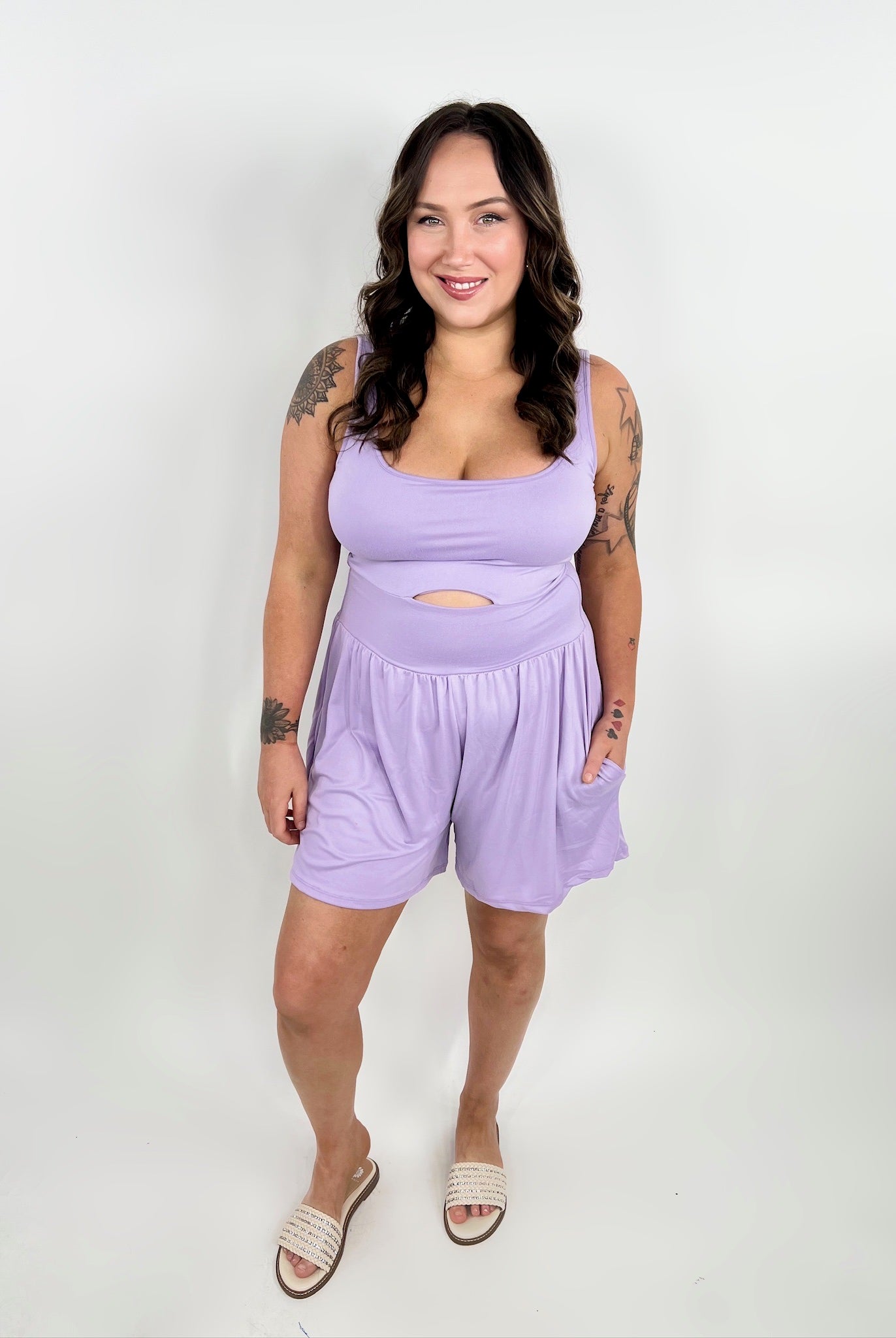 Passenger Princess No Bra Needed Romper - Lilac-230 Dresses/Jumpsuits/Rompers-Eldridge-Heathered Boho Boutique, Women's Fashion and Accessories in Palmetto, FL