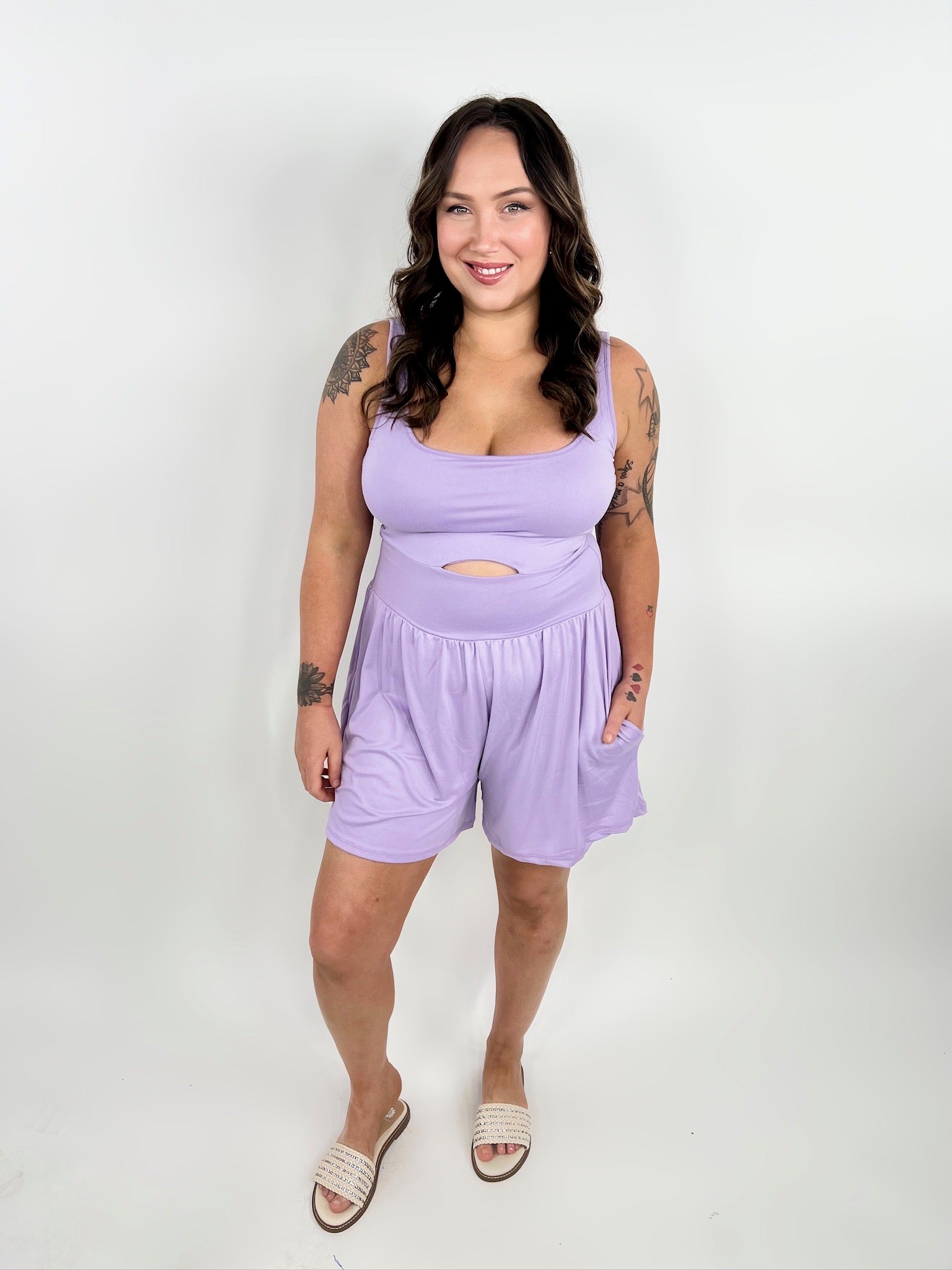 Passenger Princess No Bra Needed Romper - Lilac-230 Dresses/Jumpsuits/Rompers-Eldridge-Heathered Boho Boutique, Women's Fashion and Accessories in Palmetto, FL