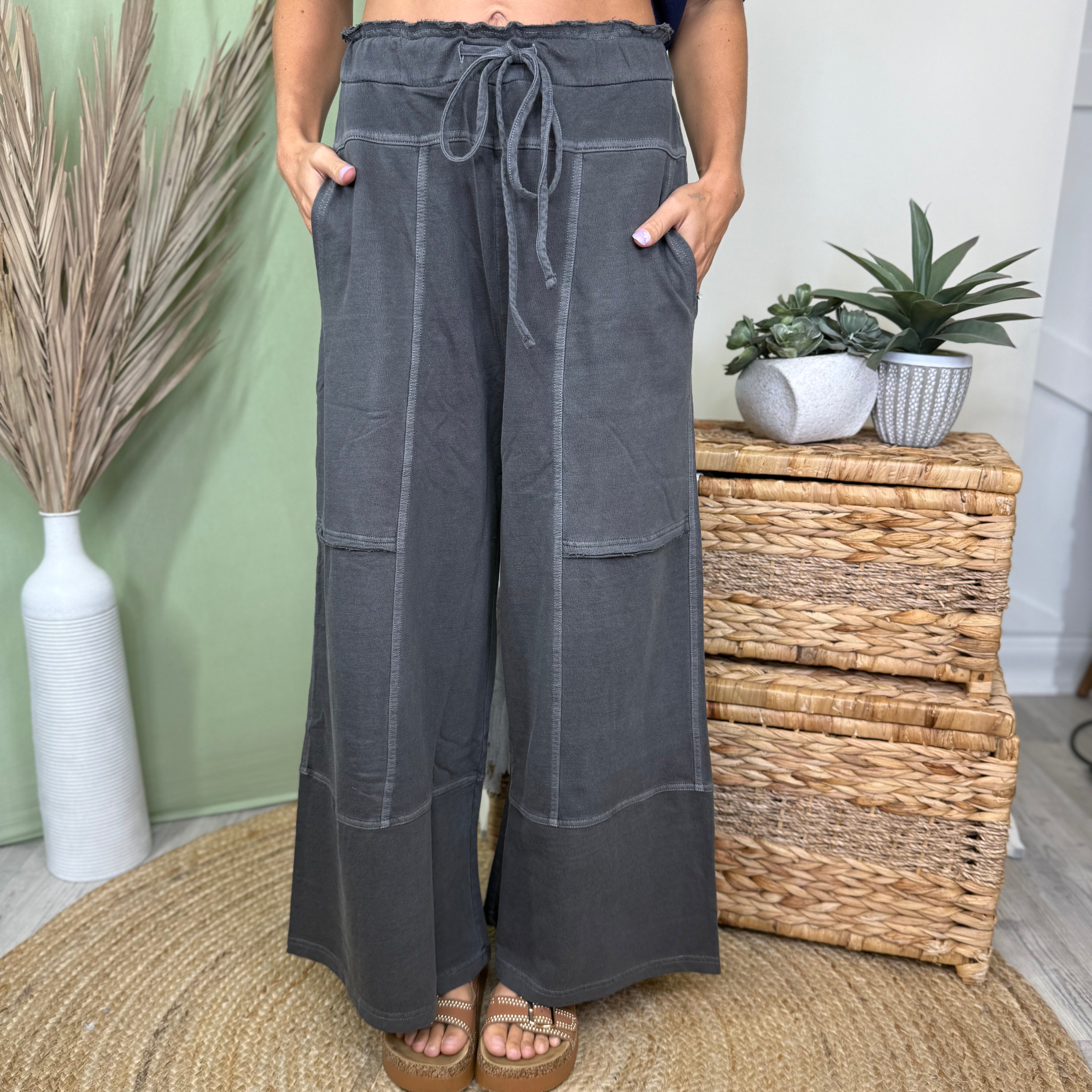 The Weekend Wander Pants-150 PANTS-ZENANA-Heathered Boho Boutique, Women's Fashion and Accessories in Palmetto, FL