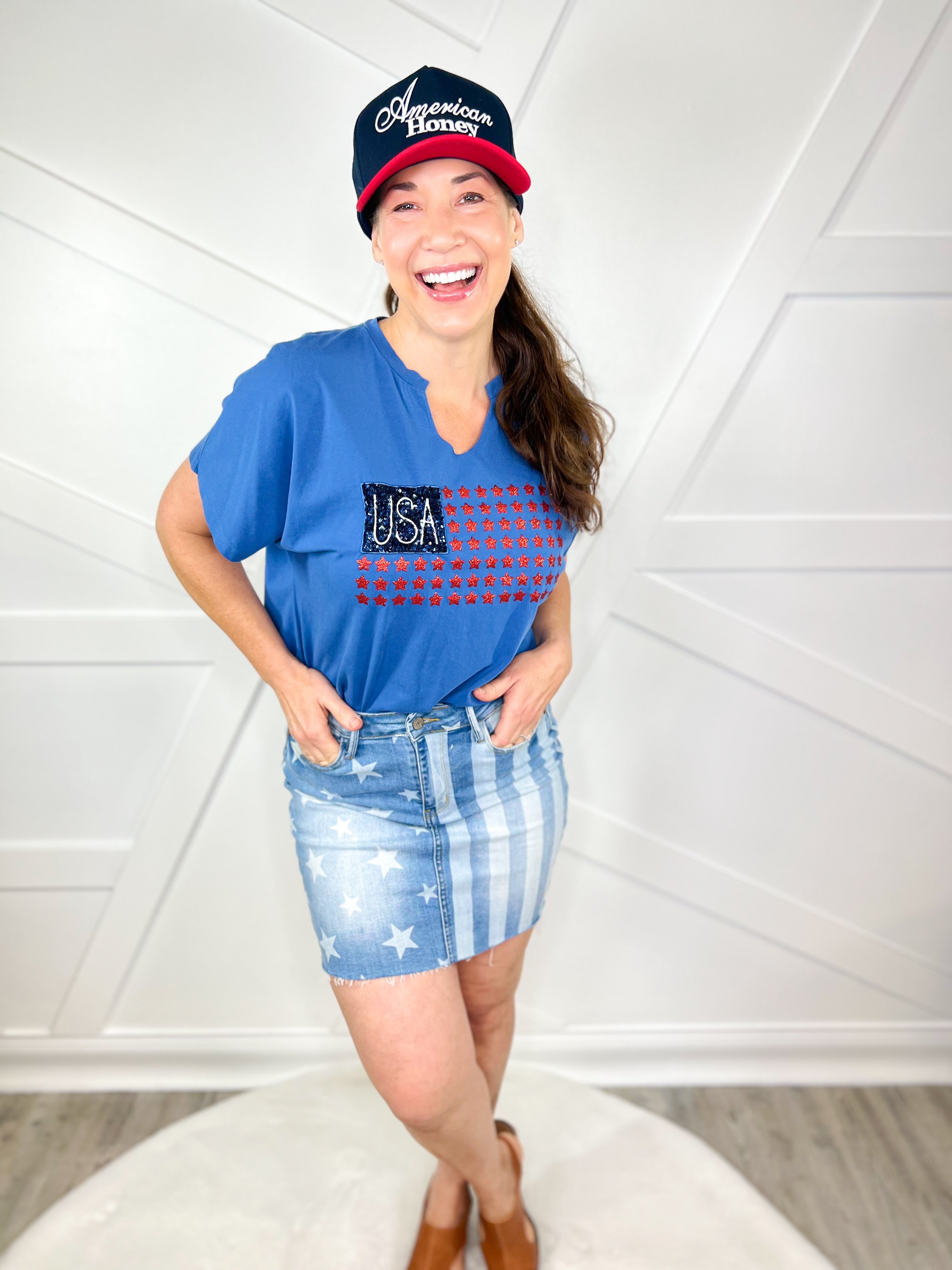 American Courtesy Skirt by Judy Blue-170 Skort/ Skirt-Judy Blue-Heathered Boho Boutique, Women's Fashion and Accessories in Palmetto, FL