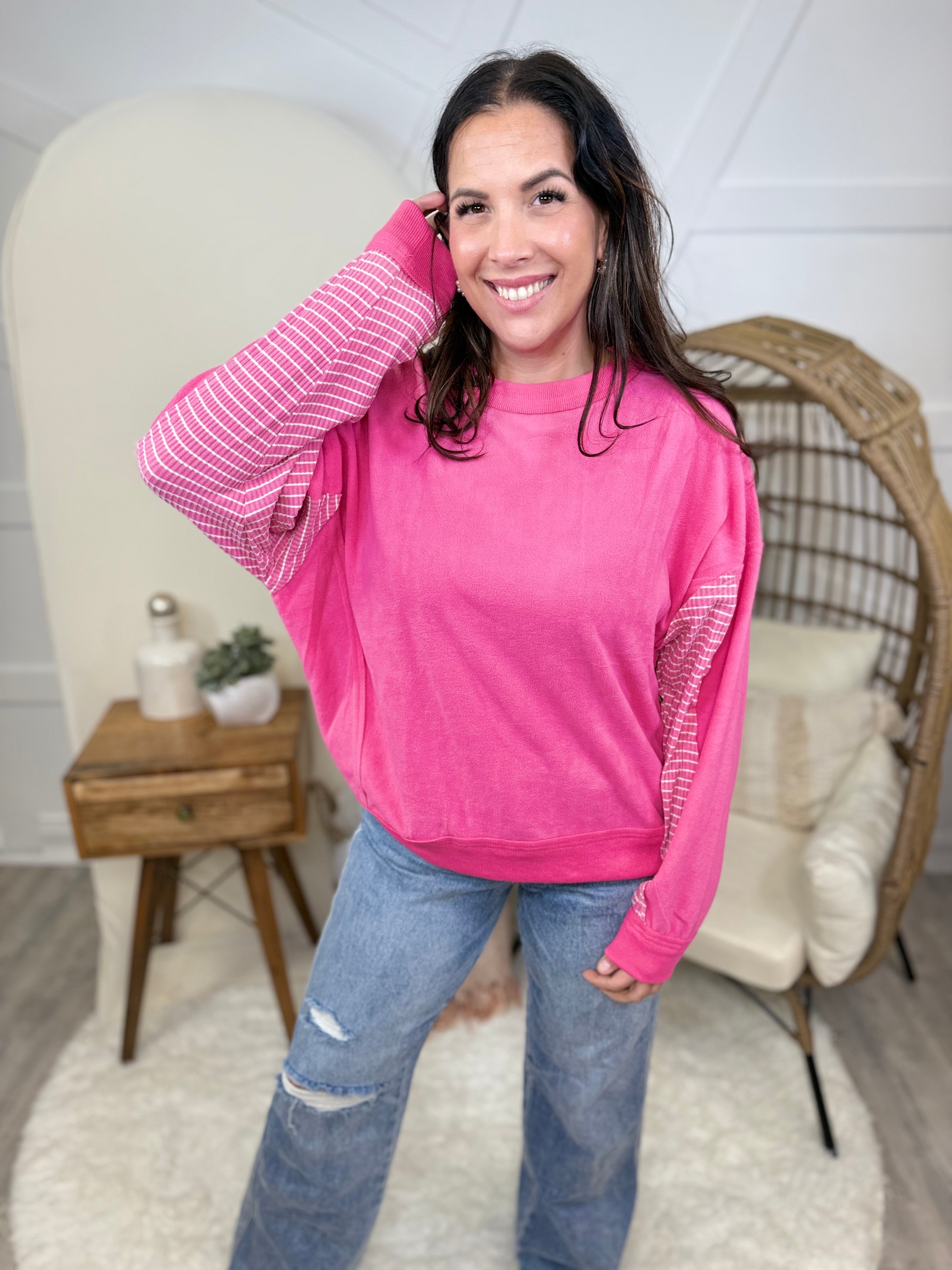 Sweet Statement Sweatshirt-125 Sweater-oddi-Heathered Boho Boutique, Women's Fashion and Accessories in Palmetto, FL