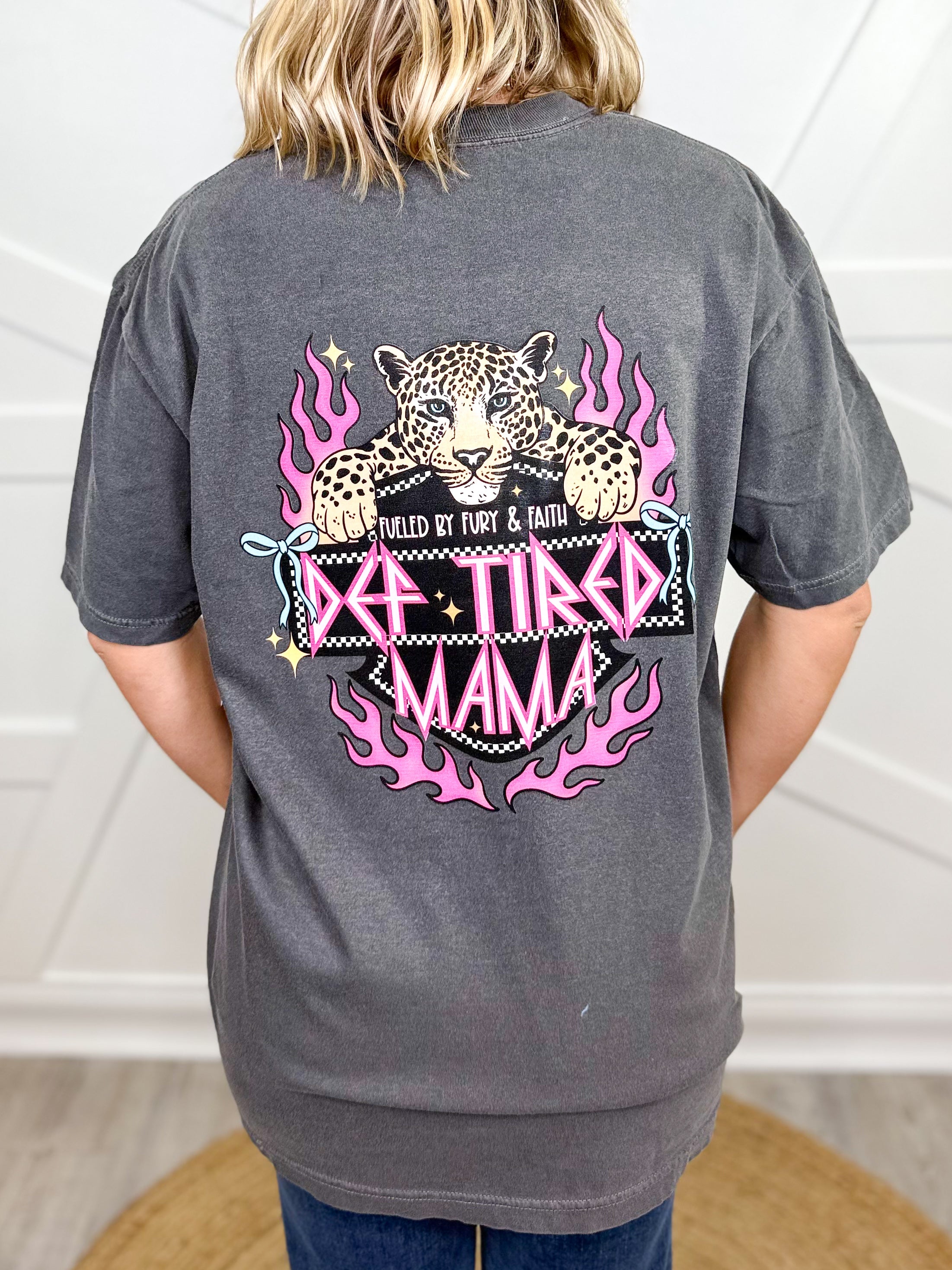 Def Tired Mama w/ pocket Graphic Tee-Pepper-130 Graphic Tees-Heathered Boho-Heathered Boho Boutique, Women's Fashion and Accessories in Palmetto, FL