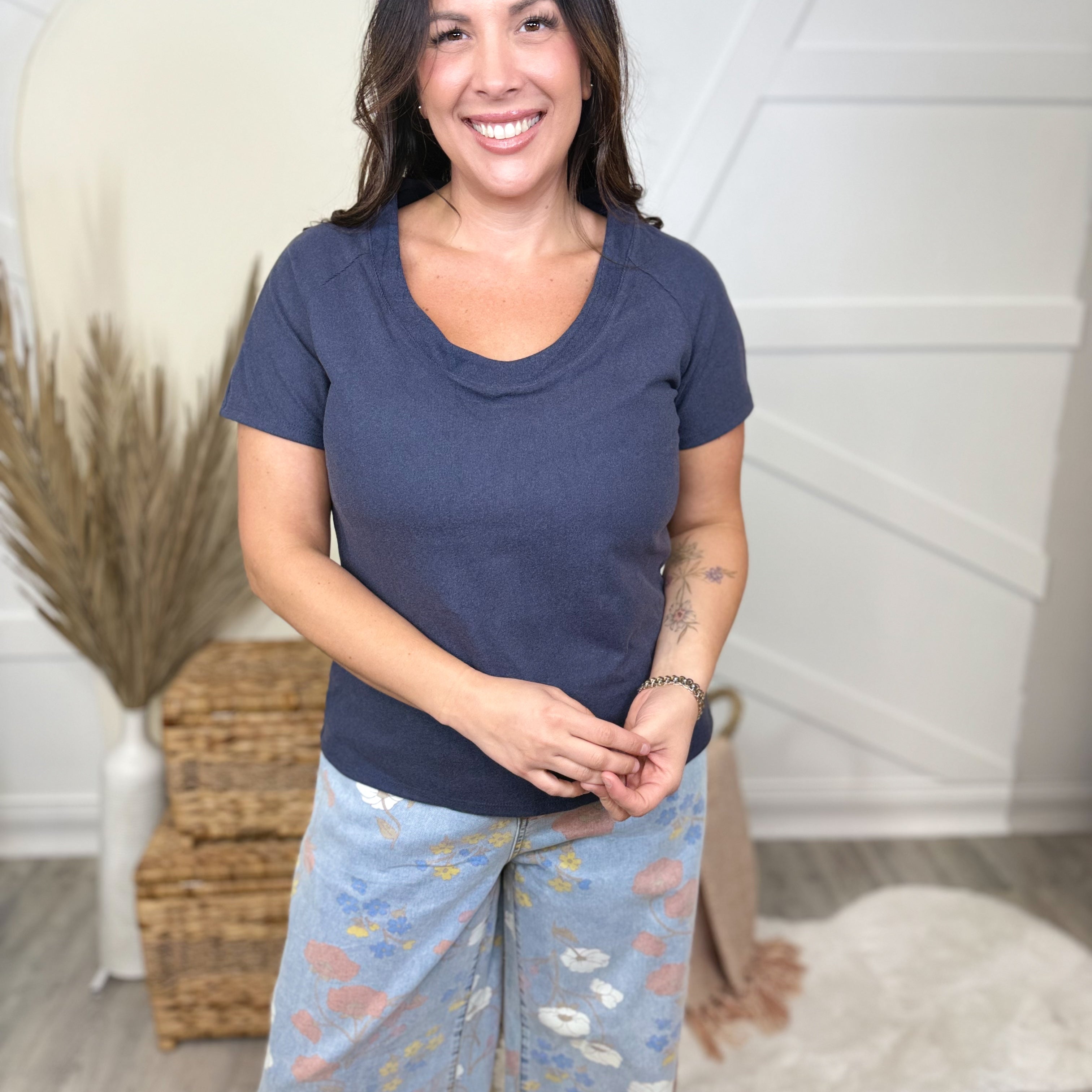 Posh Top-110 SHORT SLEEVE TOP-Sew In Love-Heathered Boho Boutique, Women's Fashion and Accessories in Palmetto, FL