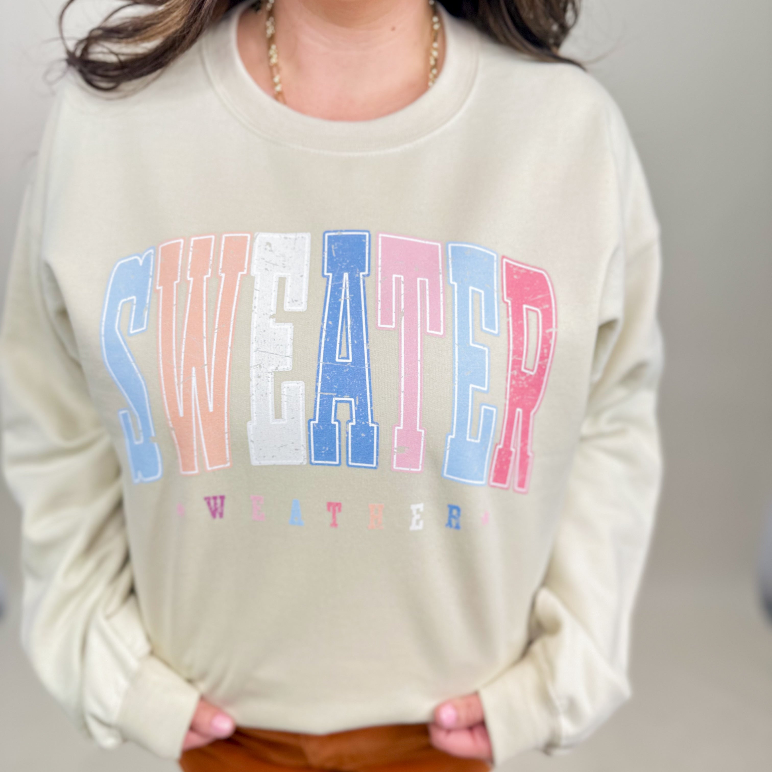 Sweater Weather Sweatshirt-125 Sweater-Heathered Boho-Heathered Boho Boutique, Women's Fashion and Accessories in Palmetto, FL