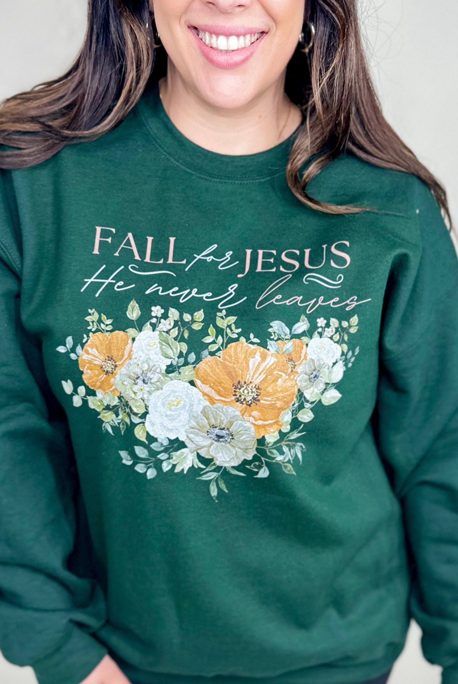Fall for Jesus Graphic Sweatshirt-125 Sweater-Heathered Boho-Heathered Boho Boutique, Women's Fashion and Accessories in Palmetto, FL