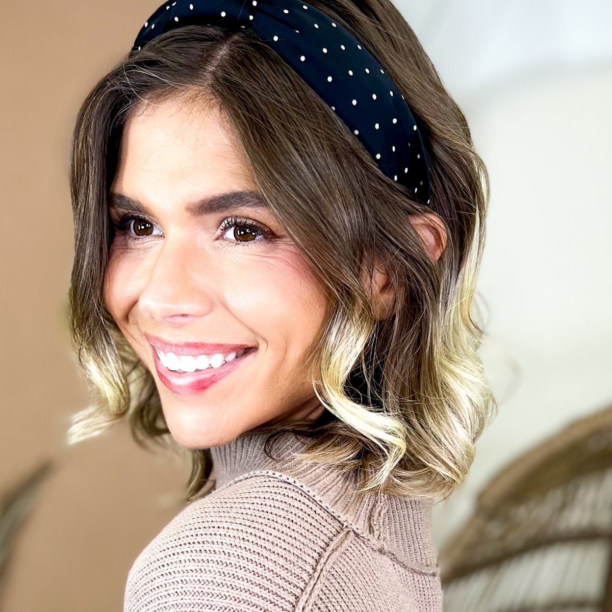 Polka Dot Knotted Headband-330 Headwear-Love & Repeat-Heathered Boho Boutique, Women's Fashion and Accessories in Palmetto, FL