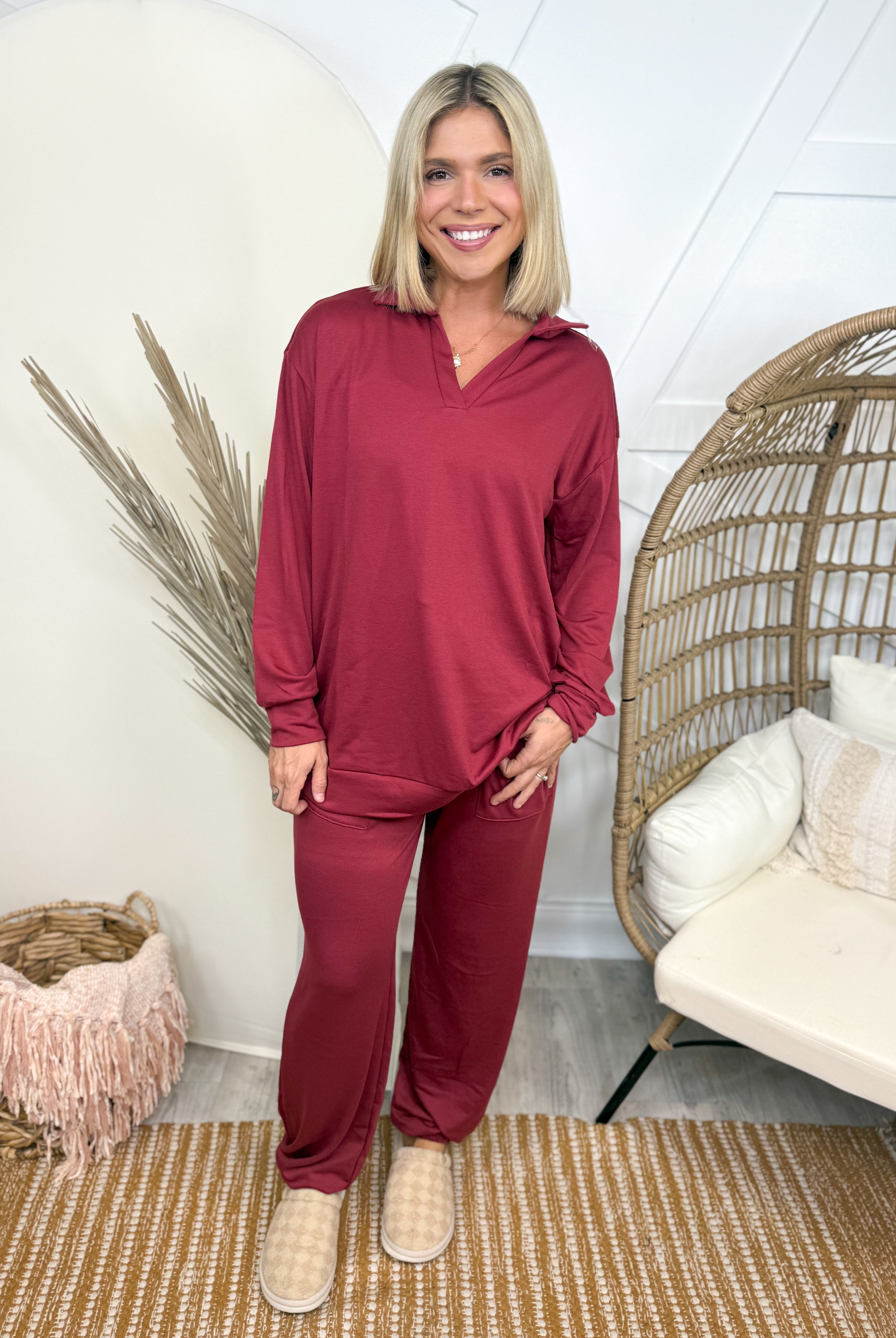 Weekend Traveler Set - Cabernet-240 ACTIVEWEAR/SETS-DEAR SCARLETT-Heathered Boho Boutique, Women's Fashion and Accessories in Palmetto, FL