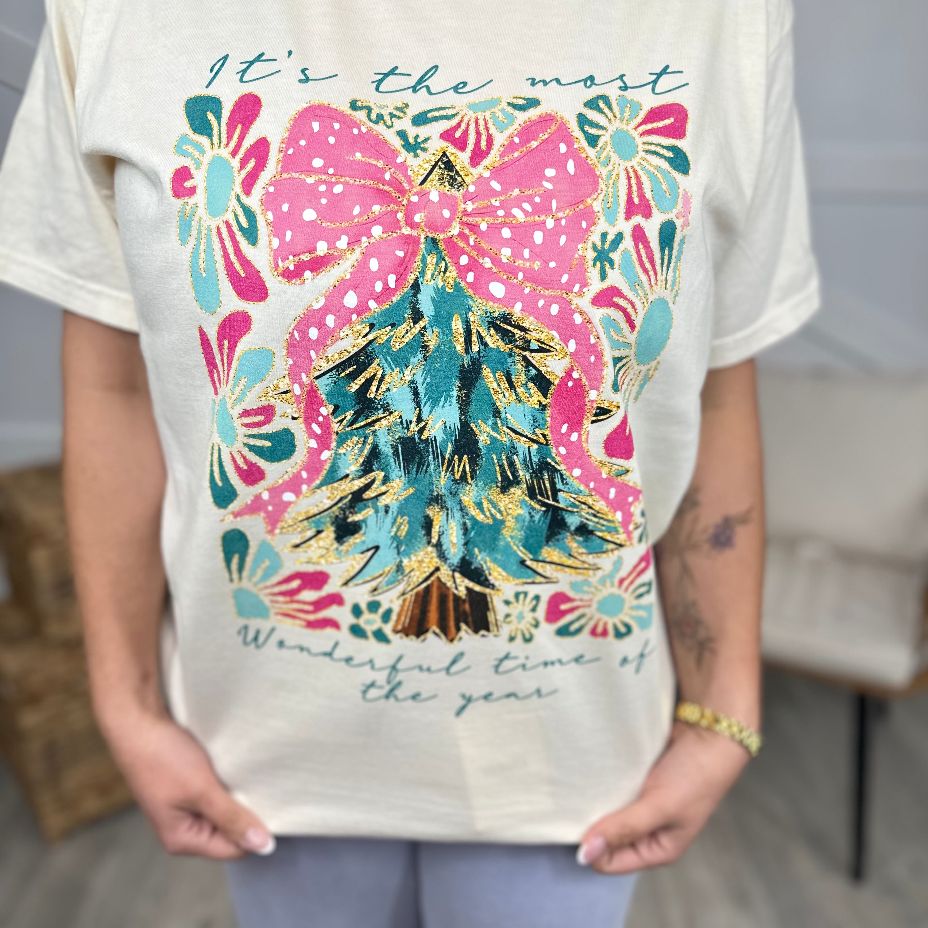 Wonderful Time of Year Graphic Tee-130 Graphic Tees-Heathered Boho-Heathered Boho Boutique, Women's Fashion and Accessories in Palmetto, FL