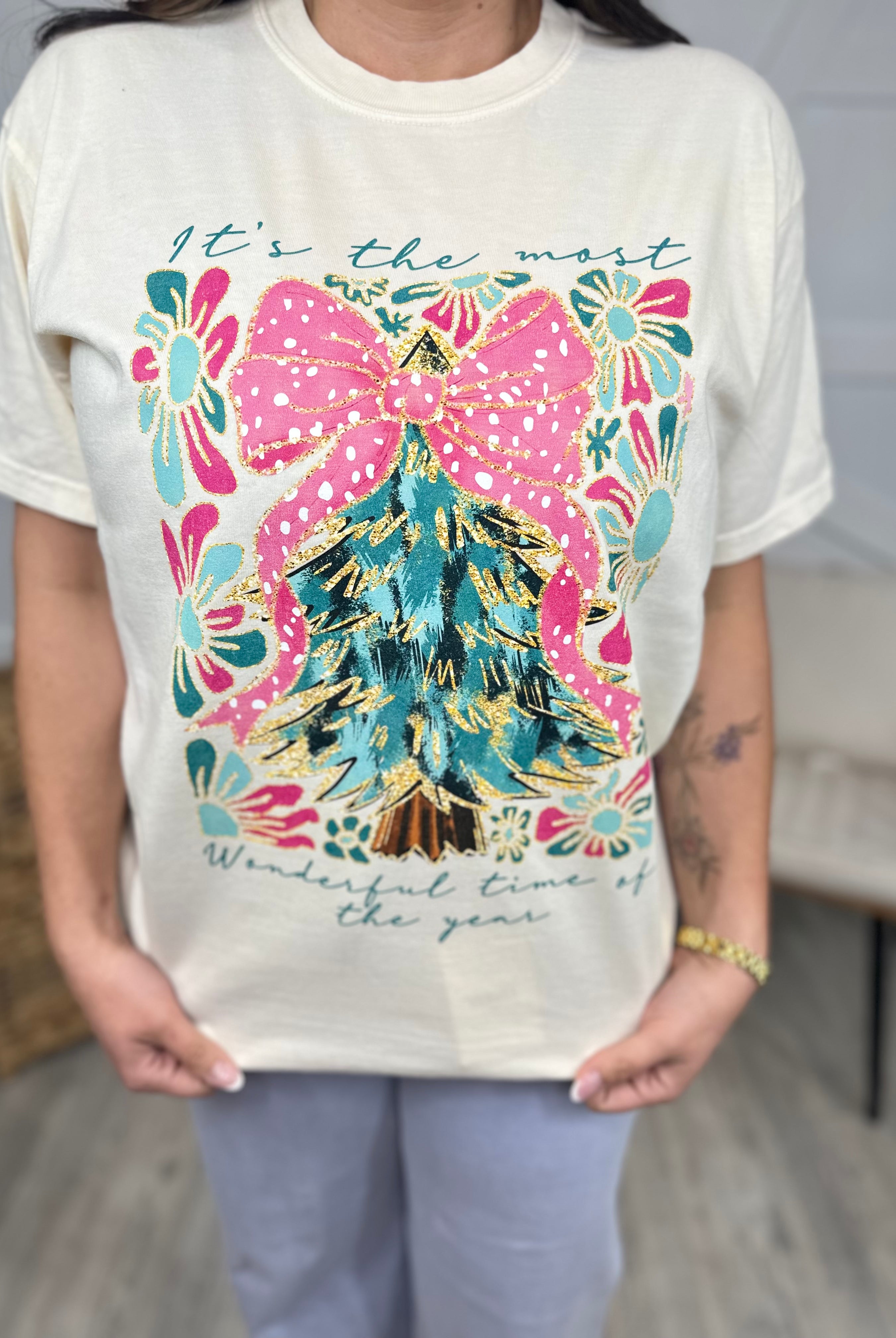 Wonderful Time of Year Graphic Tee-130 Graphic Tees-Heathered Boho-Heathered Boho Boutique, Women's Fashion and Accessories in Palmetto, FL