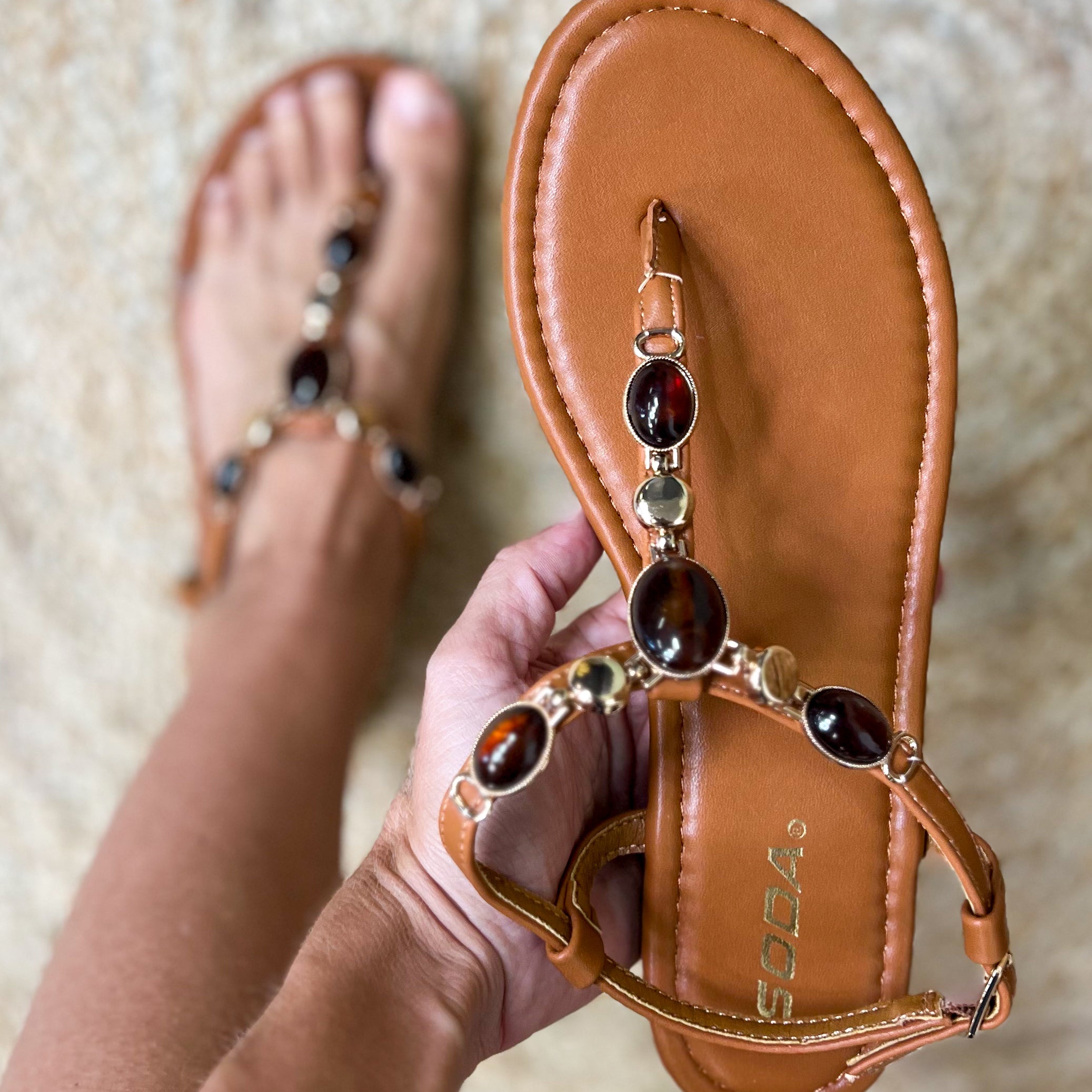Sunset Gem Sandals-350 SHOES-FORTUNE DYNAMIC-Heathered Boho Boutique, Women's Fashion and Accessories in Palmetto, FL