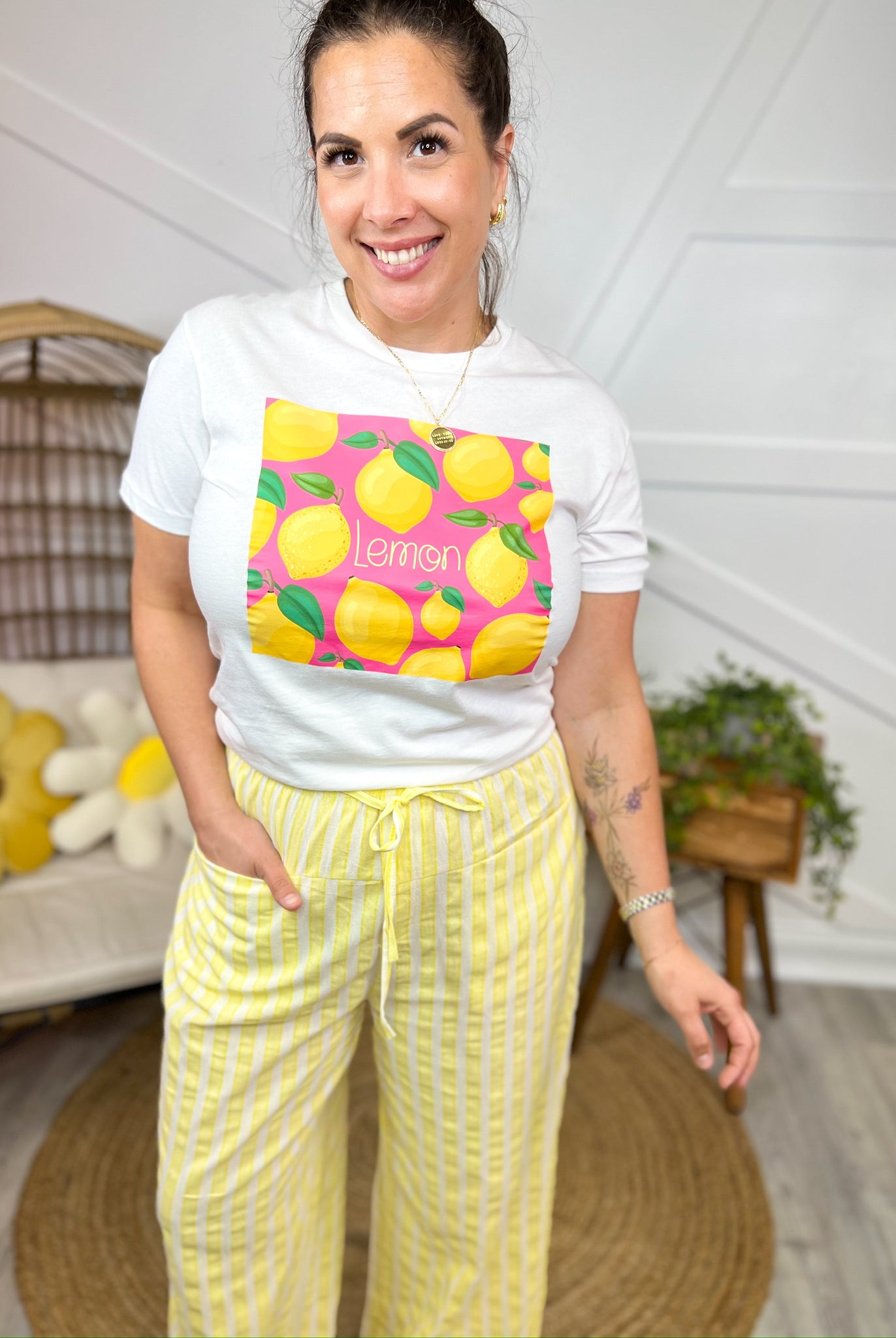 Fresh Squeeze Lemon Tee-110 SHORT SLEEVE TOP-GEEGEE-Heathered Boho Boutique, Women's Fashion and Accessories in Palmetto, FL