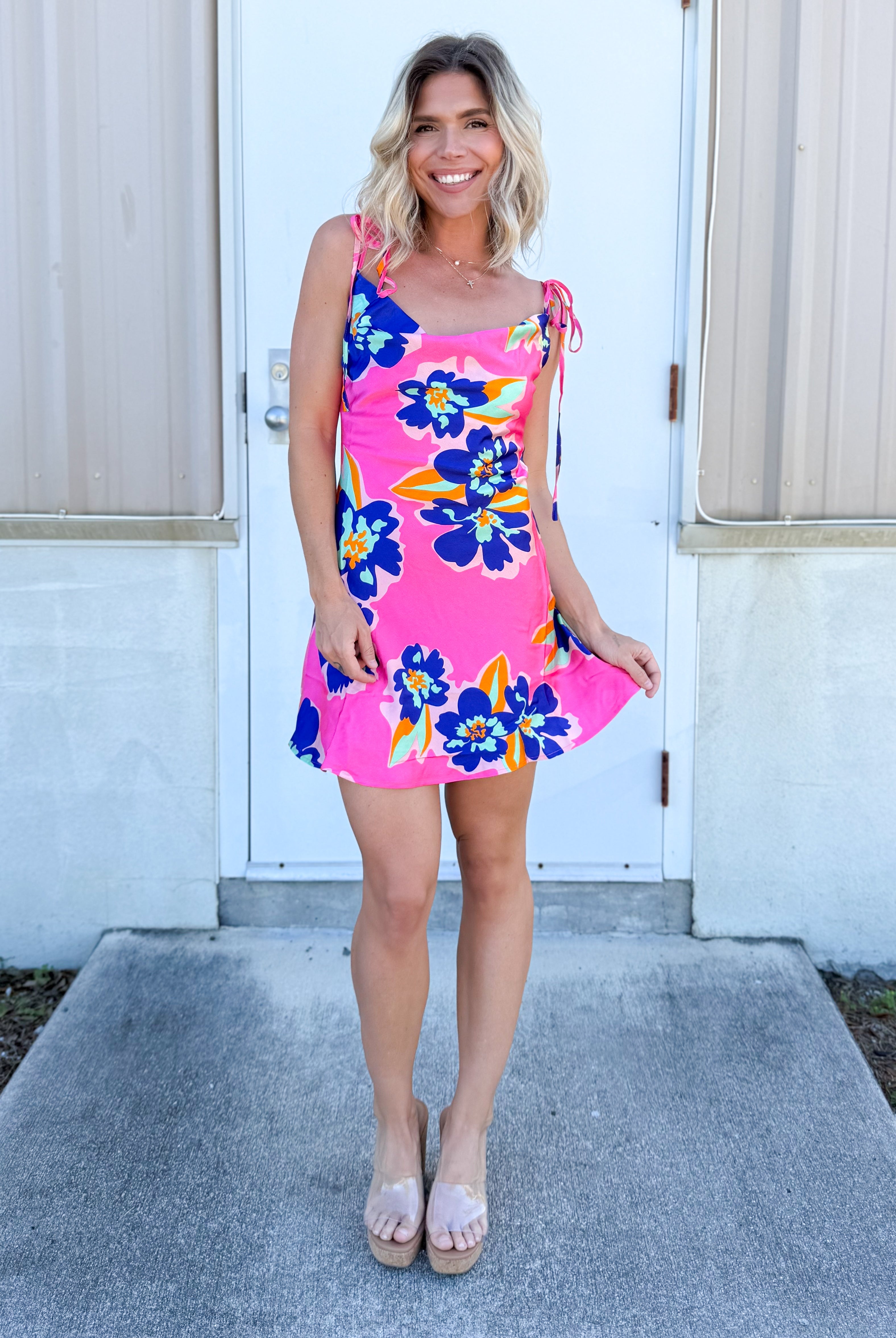 Electric Bloom Slip Dress-230 DRESSES/JUMPSUITS/ROMPERS-POLAGRAM-Heathered Boho Boutique, Women's Fashion and Accessories in Palmetto, FL