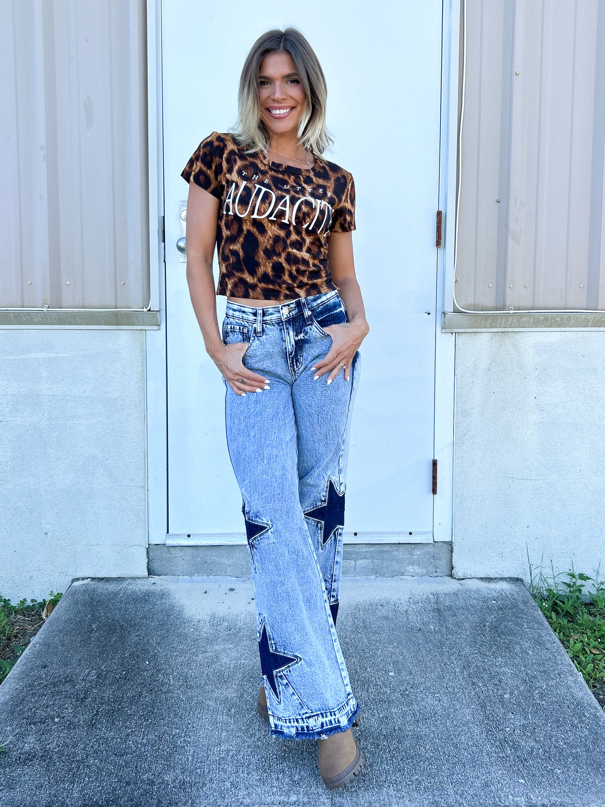 Starstruck Wide Leg Jeans By Saige-190 JEANS-SAIGE DENIM-Heathered Boho Boutique, Women's Fashion and Accessories in Palmetto, FL