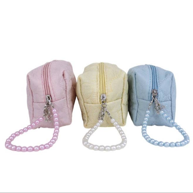 Solid Color Quilted Fabric Makeup Pouch-340 Other Accessories-TAPA fashion-Heathered Boho Boutique, Women's Fashion and Accessories in Palmetto, FL