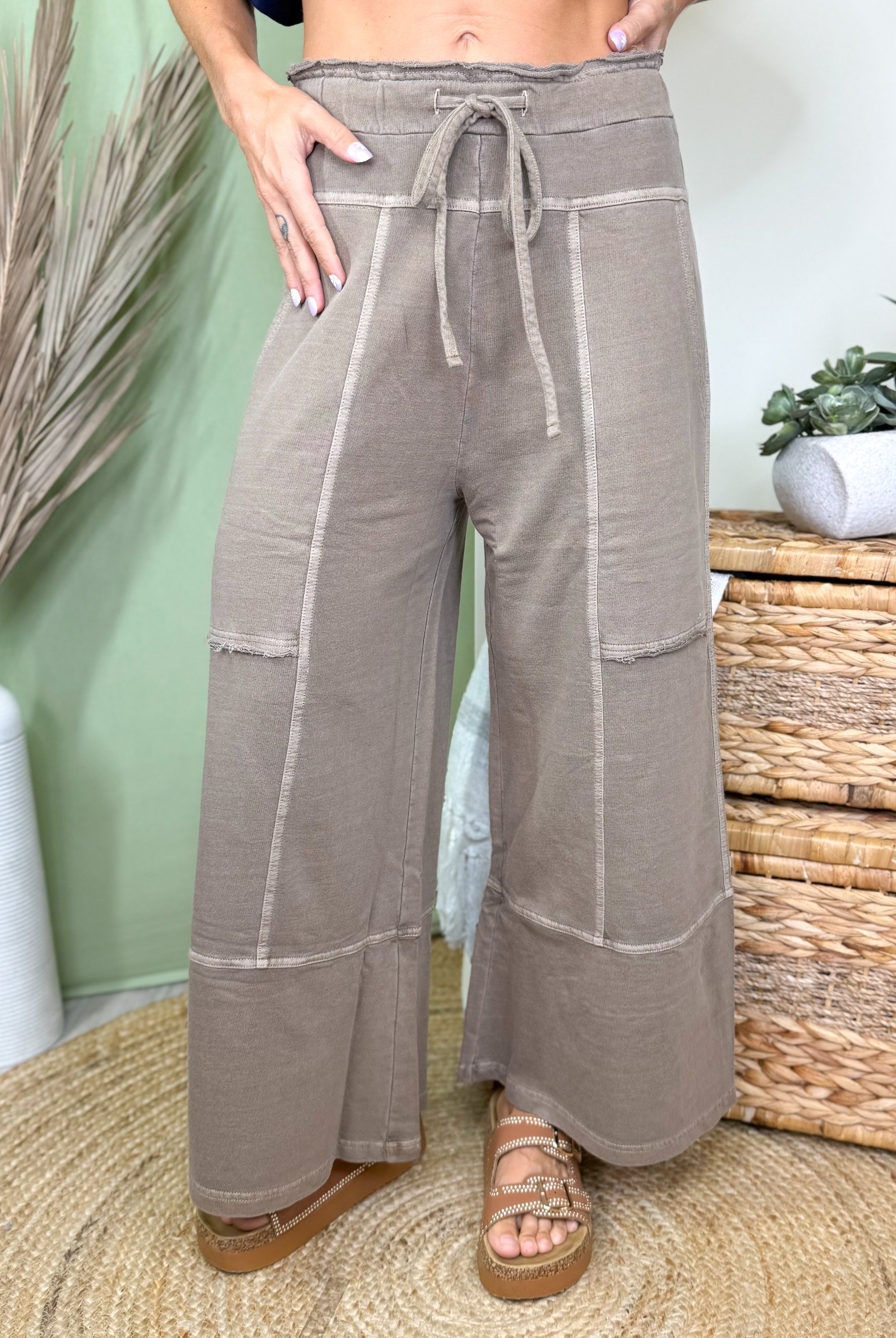 The Weekend Wander Pants-150 PANTS-ZENANA-Heathered Boho Boutique, Women's Fashion and Accessories in Palmetto, FL