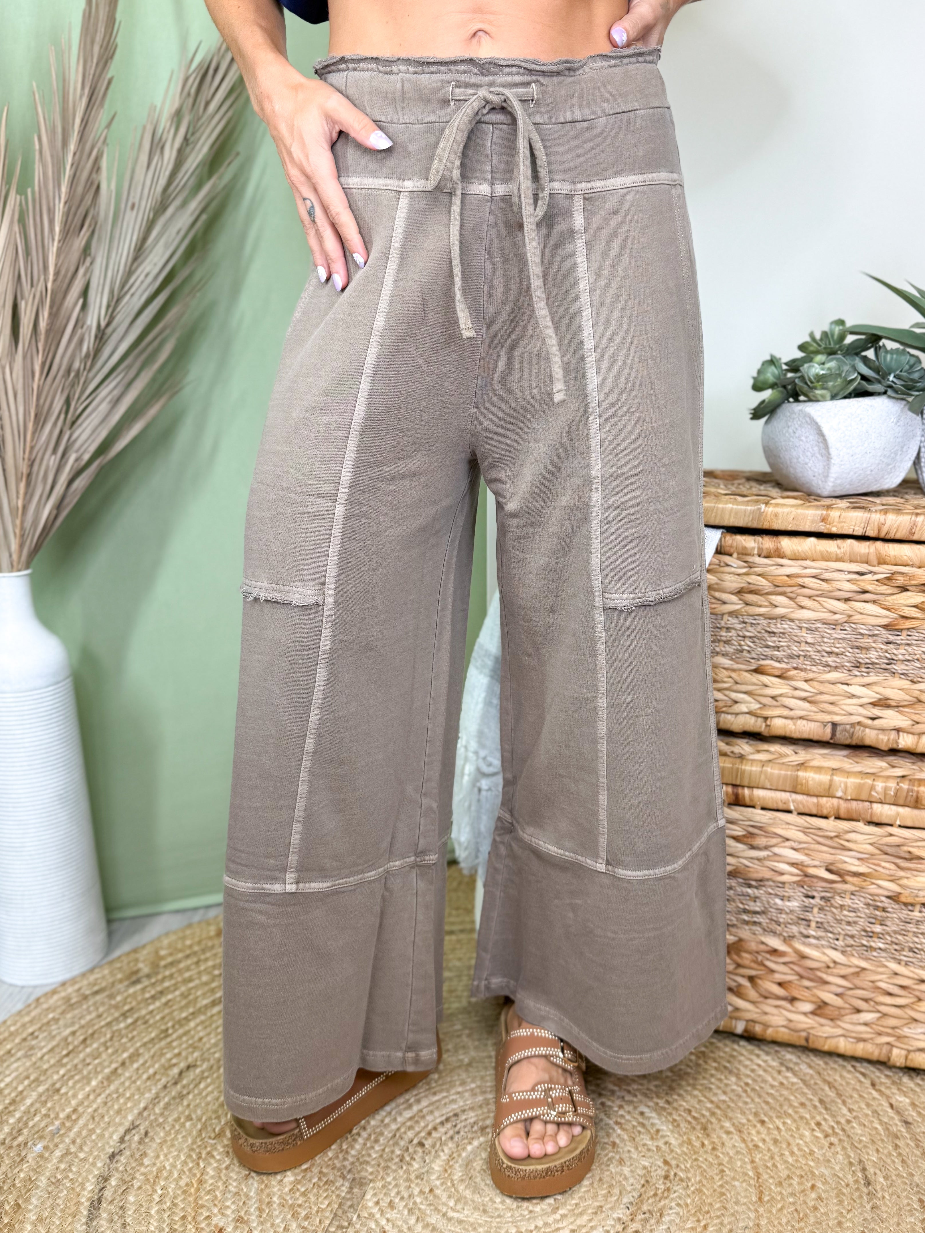 The Weekend Wander Pants-150 PANTS-ZENANA-Heathered Boho Boutique, Women's Fashion and Accessories in Palmetto, FL