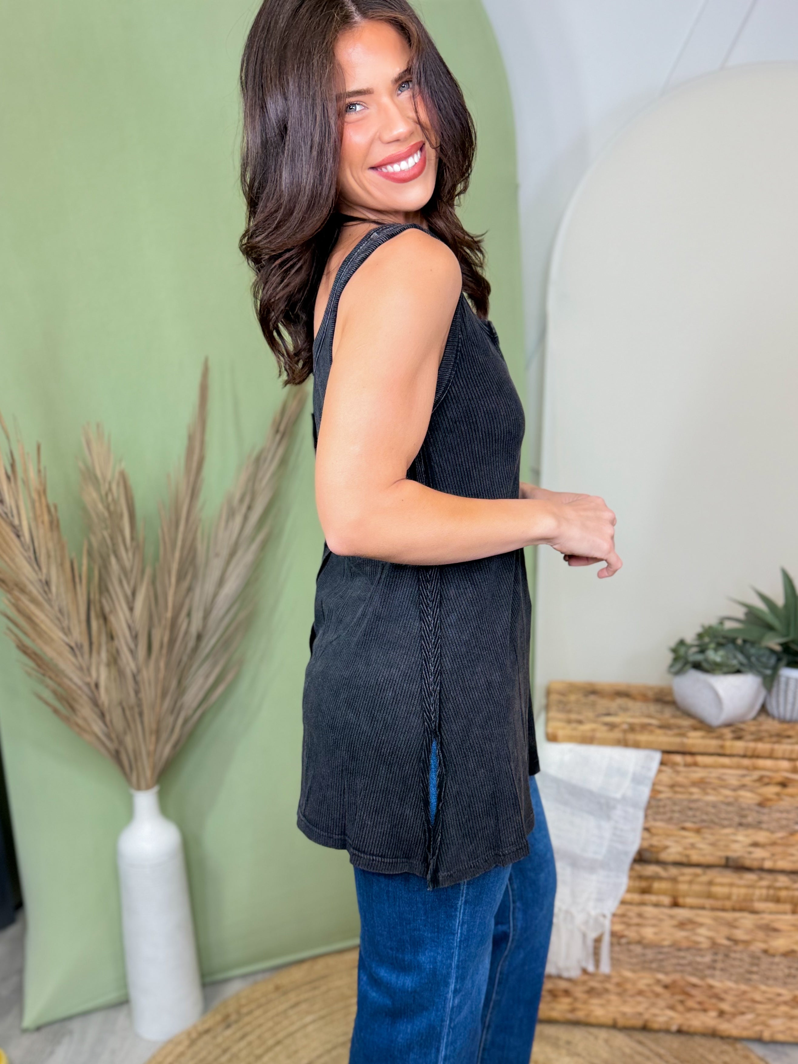 Midnight Muse Tunic Tank-100 TANK/CROP TOPS-STITCH & CO-Heathered Boho Boutique, Women's Fashion and Accessories in Palmetto, FL