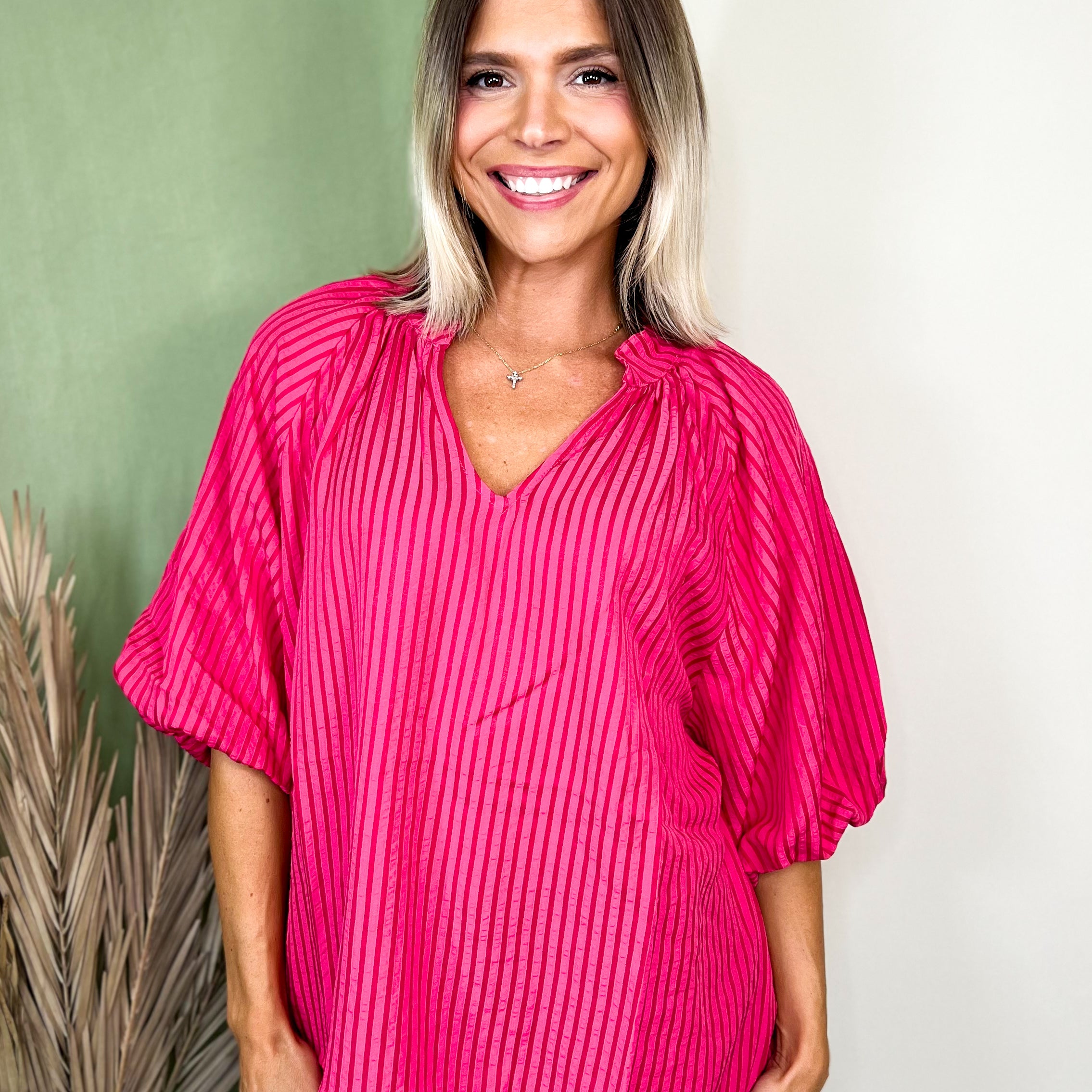 Timeless Charm Blouse-110 SHORT SLEEVE TOP-HEIMISH-Heathered Boho Boutique, Women's Fashion and Accessories in Palmetto, FL