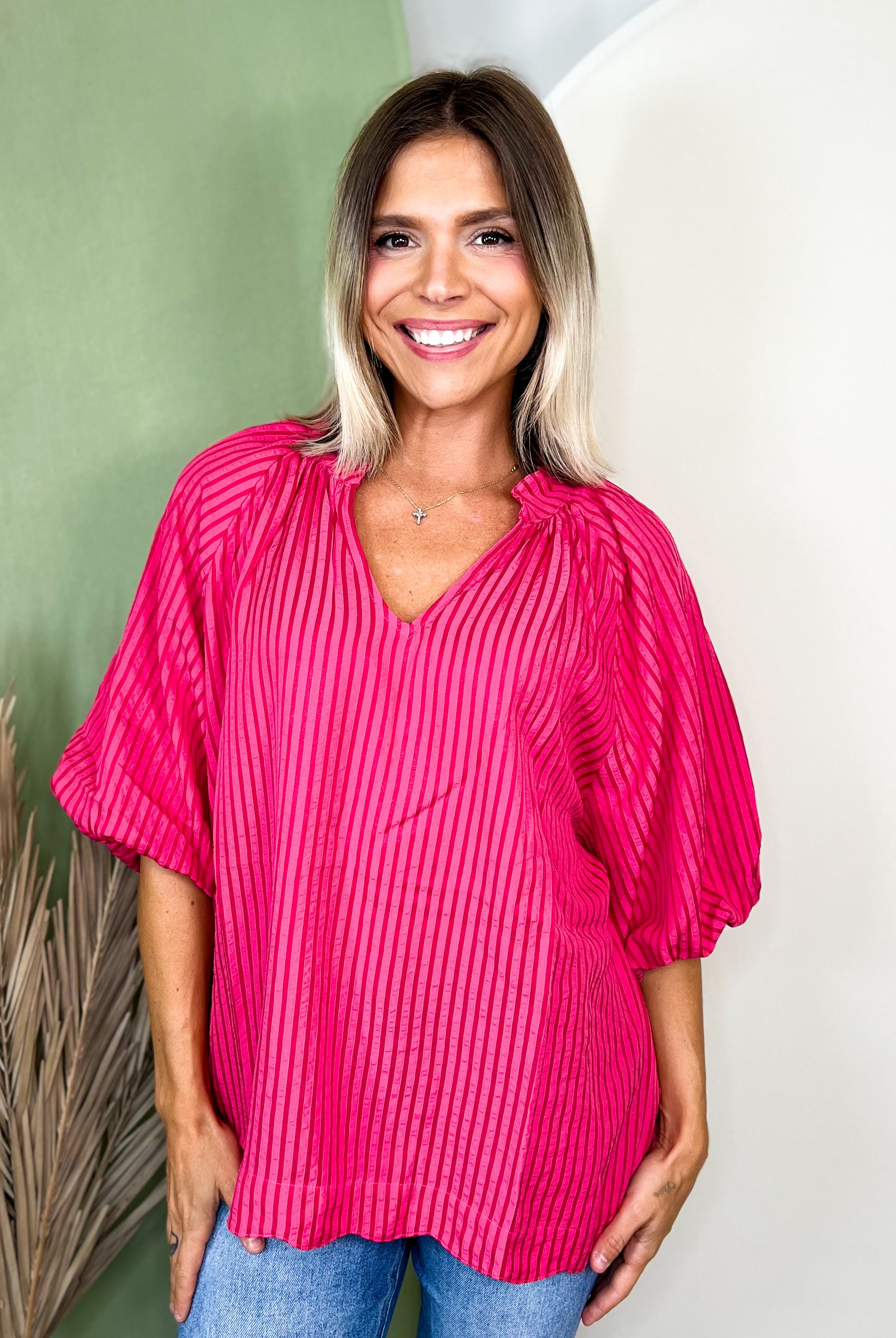 Timeless Charm Blouse-110 SHORT SLEEVE TOP-HEIMISH-Heathered Boho Boutique, Women's Fashion and Accessories in Palmetto, FL