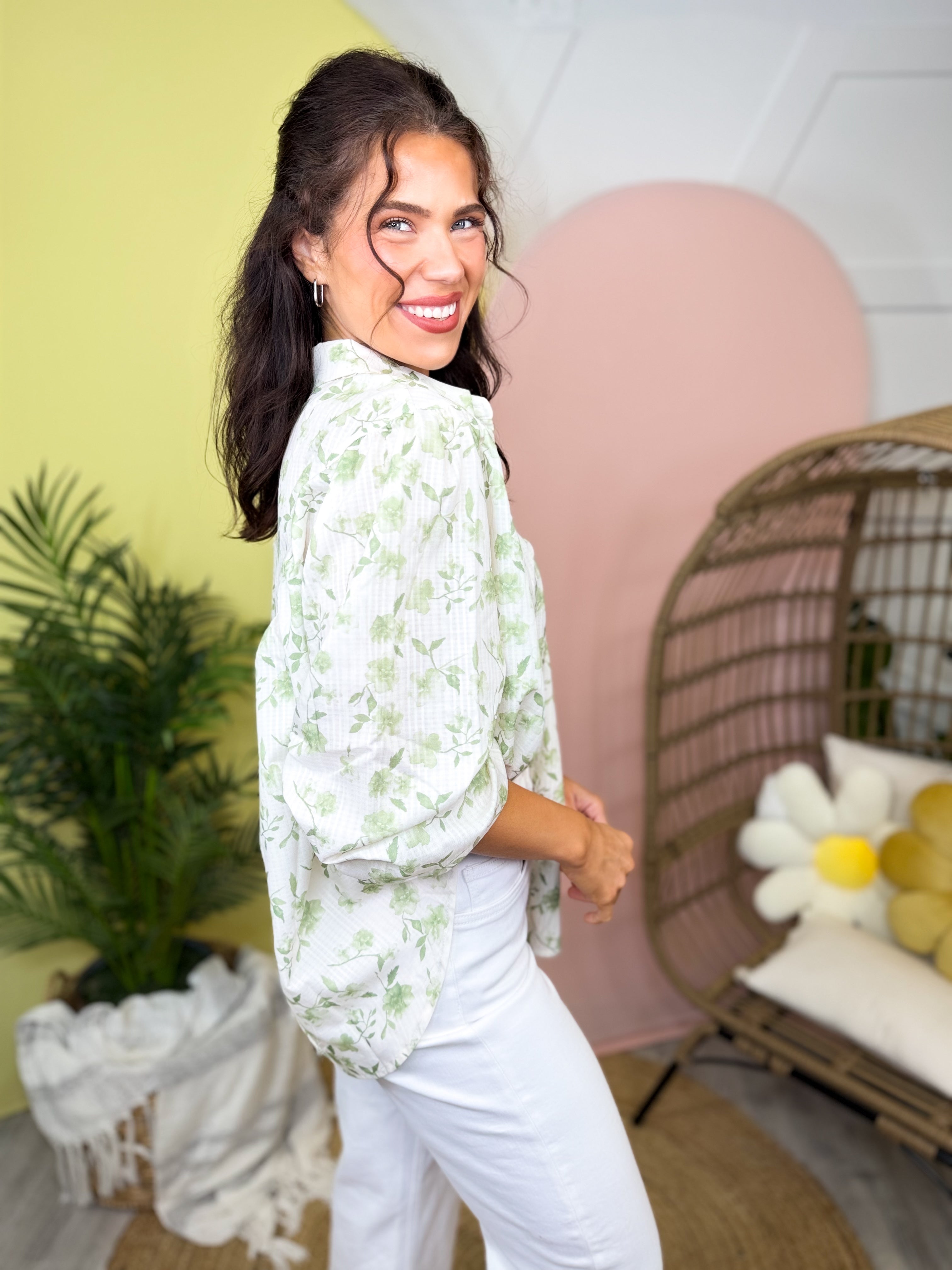 Petal Muse Button Down Top-120 LONG SLEEVE TOPS-SEW IN LOVE-Heathered Boho Boutique, Women's Fashion and Accessories in Palmetto, FL