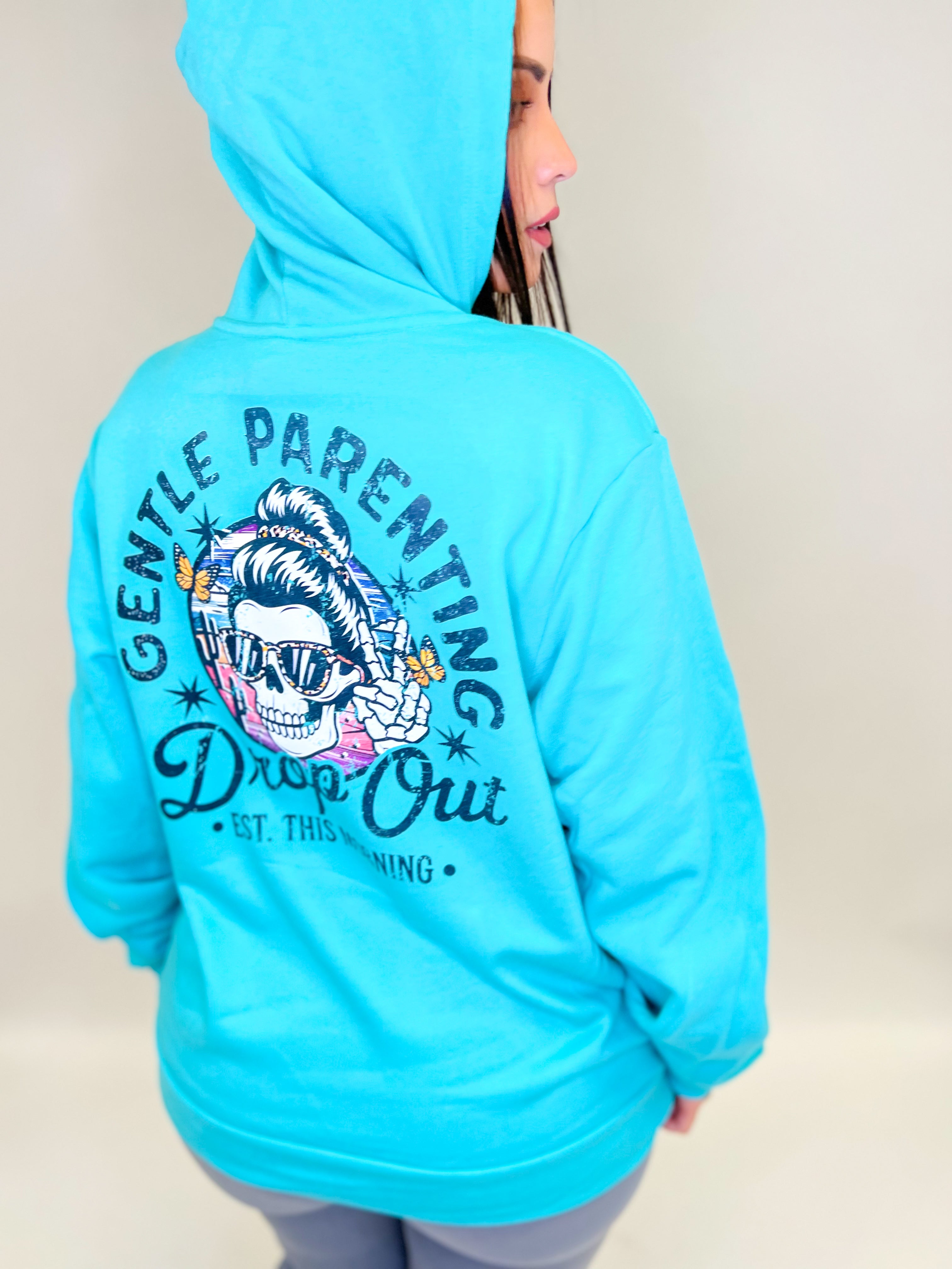 Drop Out Graphic Hoodie-130 Graphic Tees-Heathered Boho-Heathered Boho Boutique, Women's Fashion and Accessories in Palmetto, FL