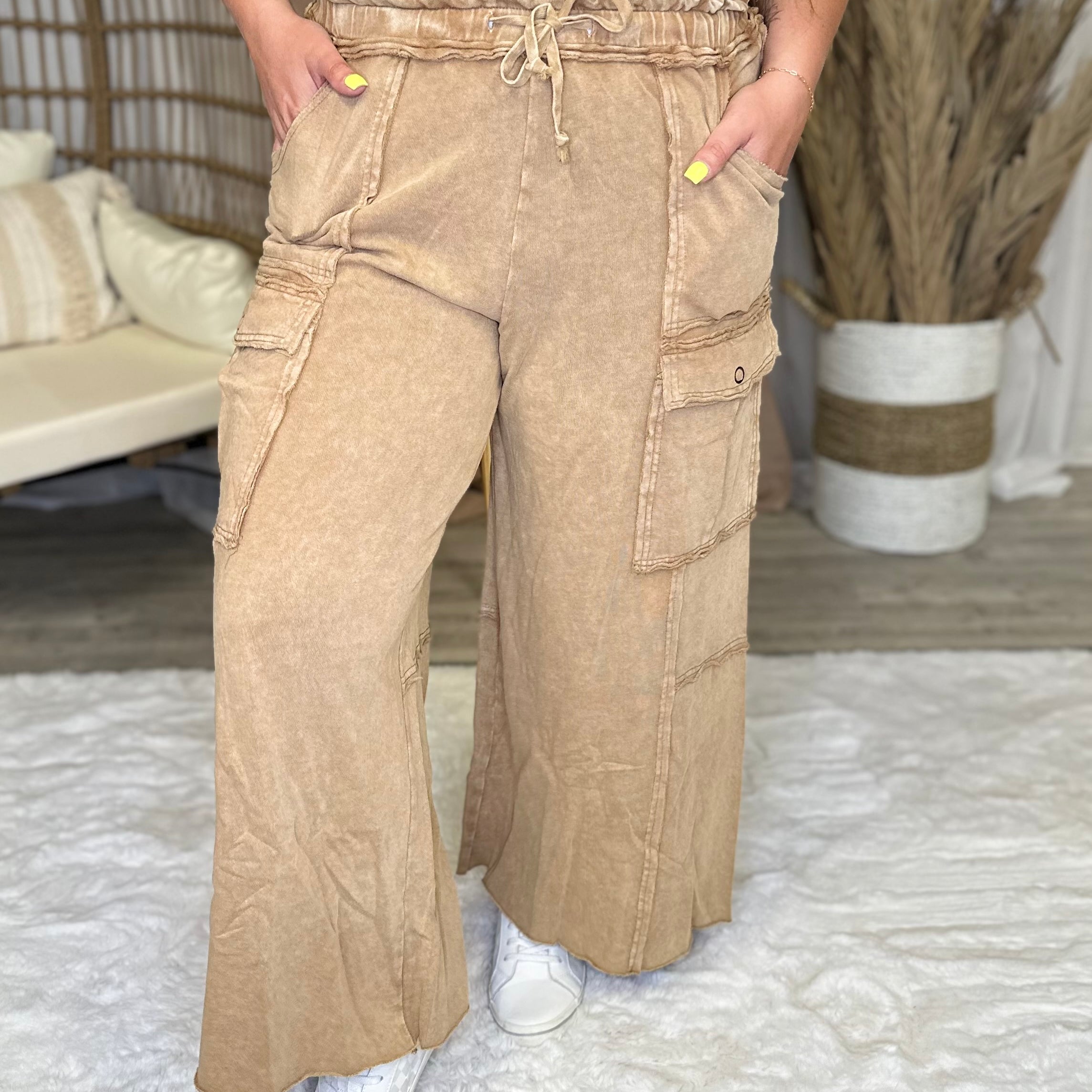 Restock: Feeling Good Utility Pull On Pants-150 PANTS-Easel-Heathered Boho Boutique, Women's Fashion and Accessories in Palmetto, FL