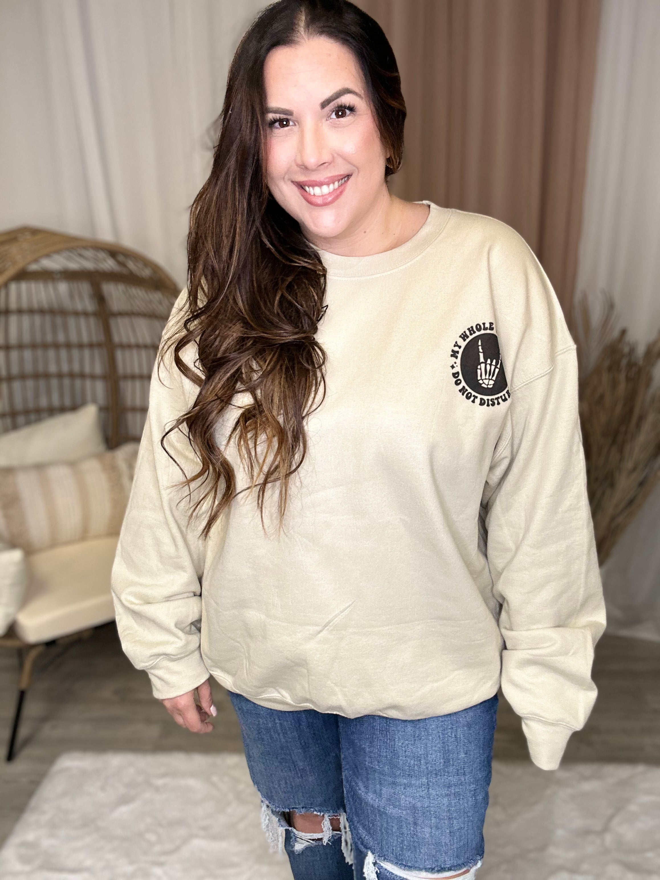 DND Graphic Sweatshirt-130 Graphic Tees-Heathered Boho-Heathered Boho Boutique, Women's Fashion and Accessories in Palmetto, FL