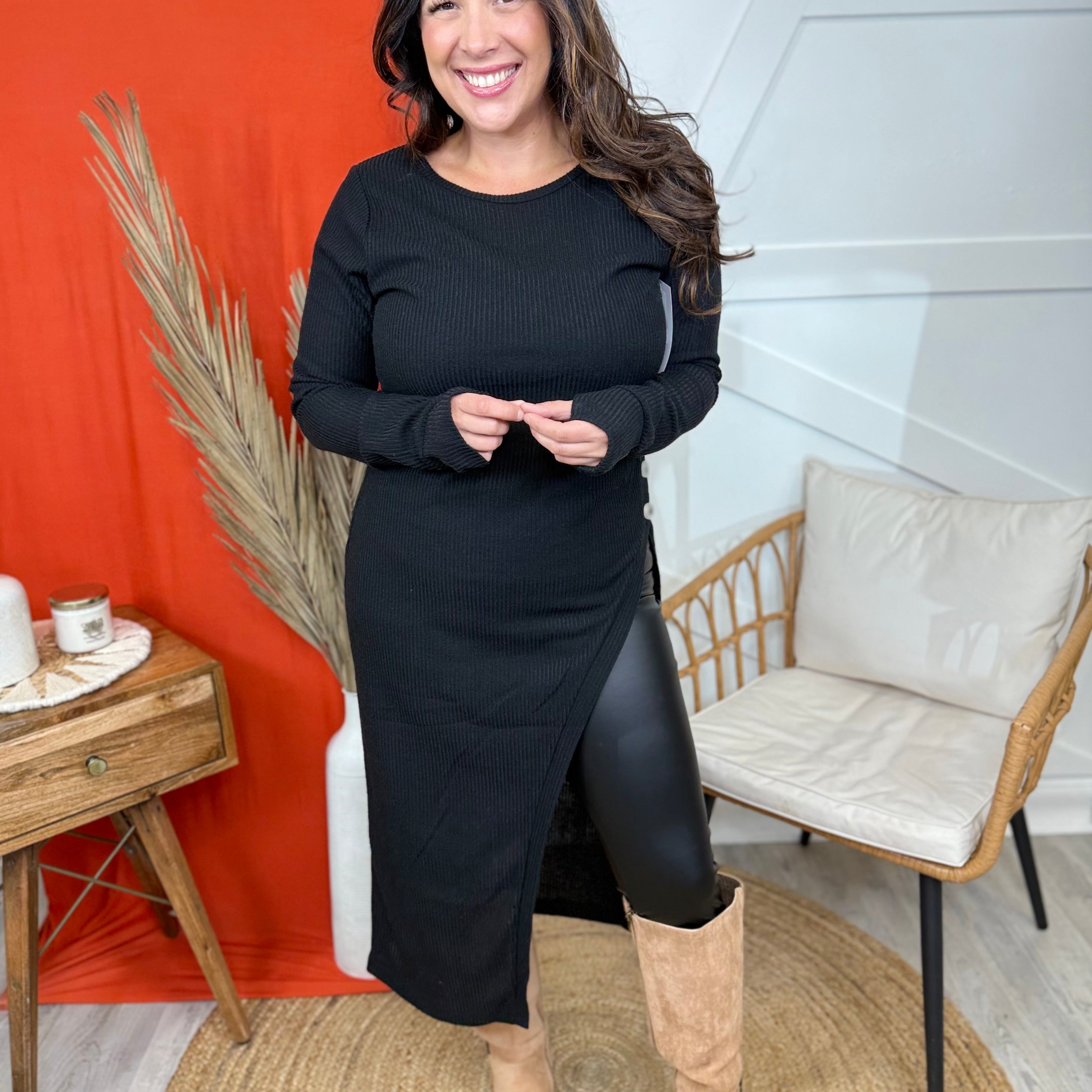 Posh Tunic Top-120 LONG SLEEVE TOPS-DEAR SCARLETT-Heathered Boho Boutique, Women's Fashion and Accessories in Palmetto, FL