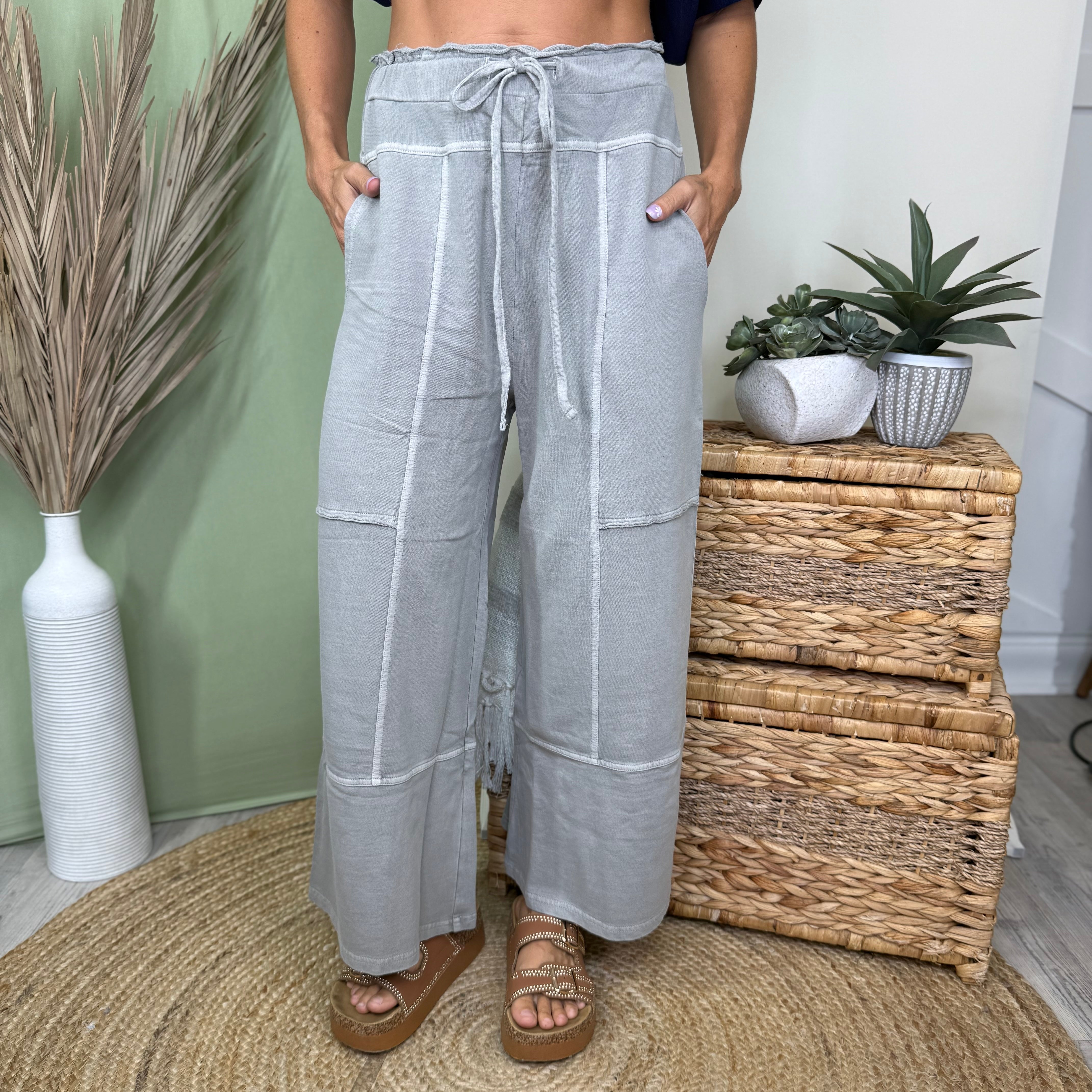 The Weekend Wander Pants-150 PANTS-ZENANA-Heathered Boho Boutique, Women's Fashion and Accessories in Palmetto, FL