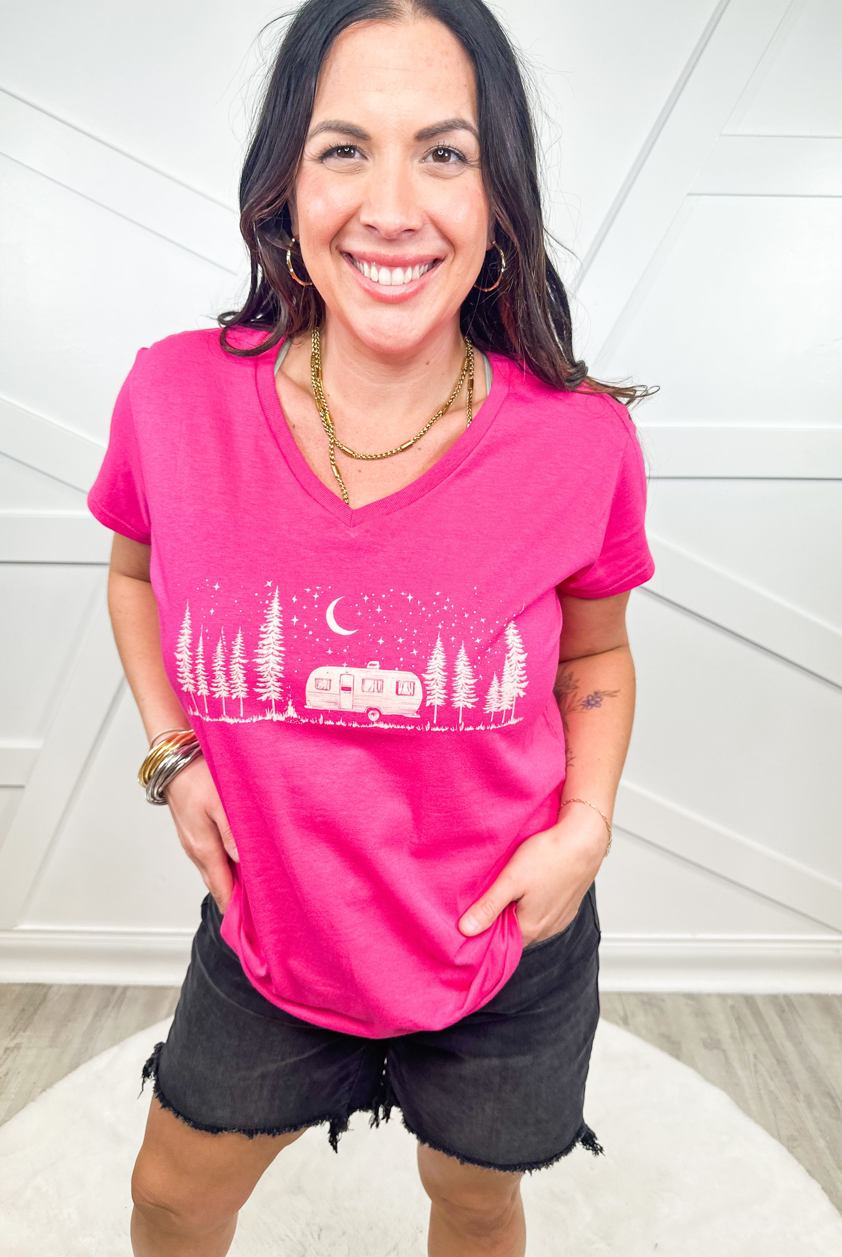 Camping Life Graphic Tee-130 Graphic Tees-Heathered Boho-Heathered Boho Boutique, Women's Fashion and Accessories in Palmetto, FL