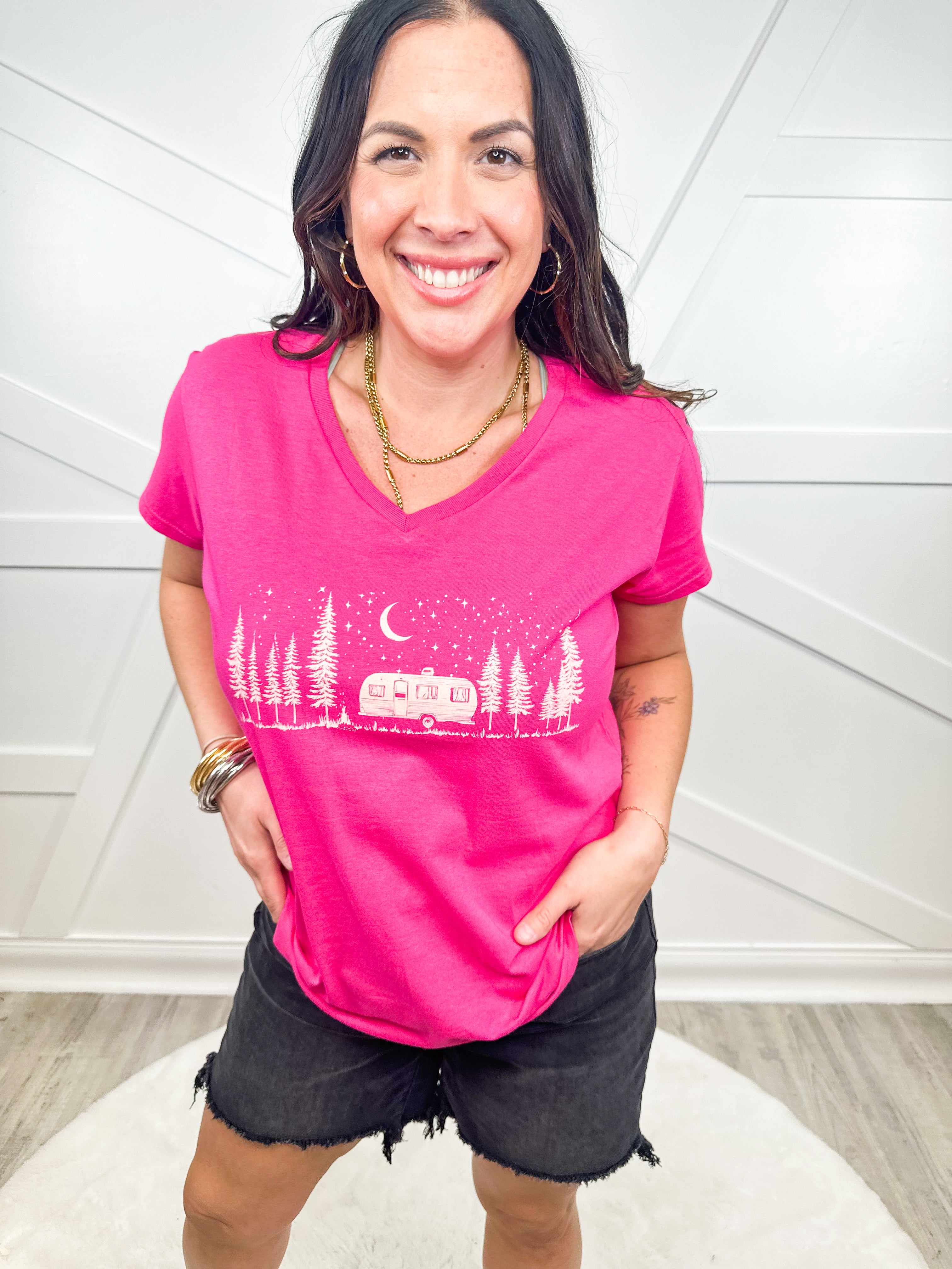 Camping Life Graphic Tee-130 Graphic Tees-Heathered Boho-Heathered Boho Boutique, Women's Fashion and Accessories in Palmetto, FL